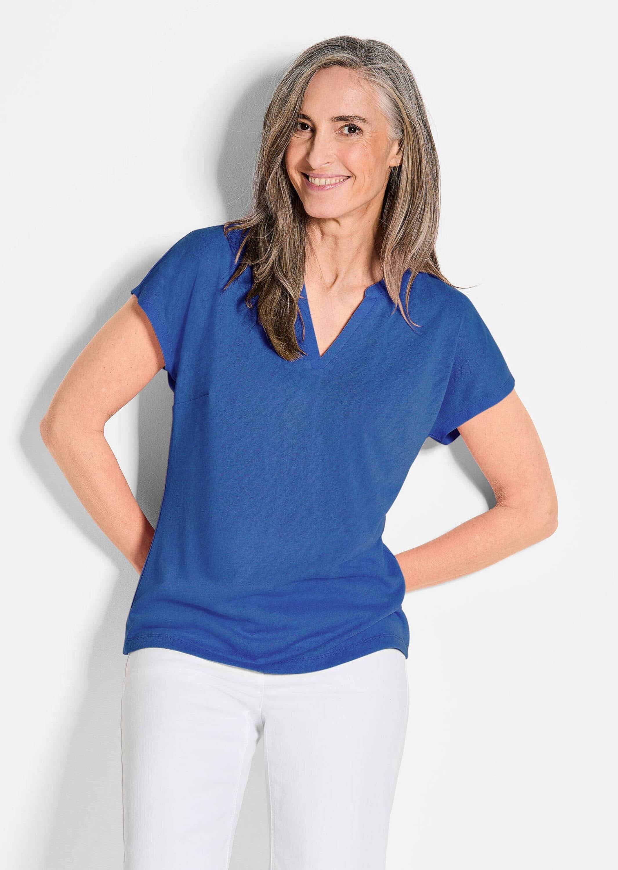 GOLDNER Kurzarmshirt »Luftiges Basicshirt mit V-Ausschnitt«