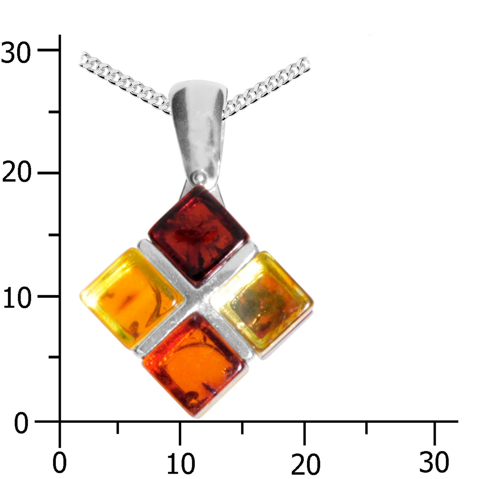 OSTSEE-SCHMUCK Kette mit Anhänger »- Würfel 11 mm - Silber 925/000 - Bernstein«