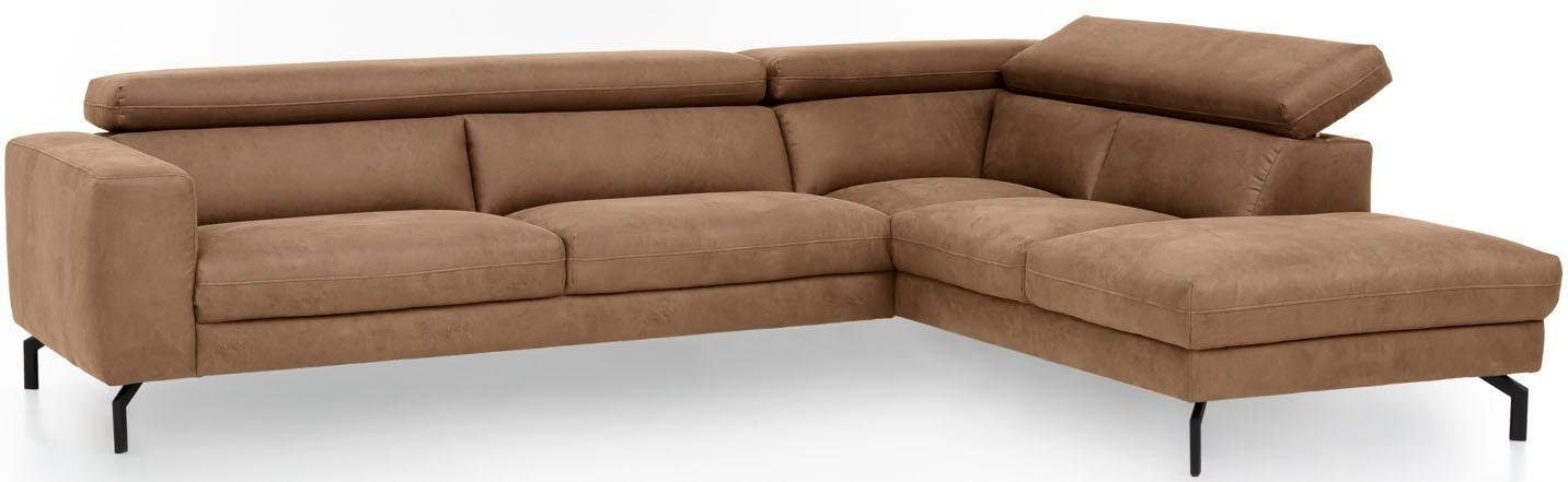 Places of Style Ecksofa »Olanta, modern und bequem, Breite 305cm, Fuß 16cm hoch, L-Form«, mit verstellbaren Kopfstützen