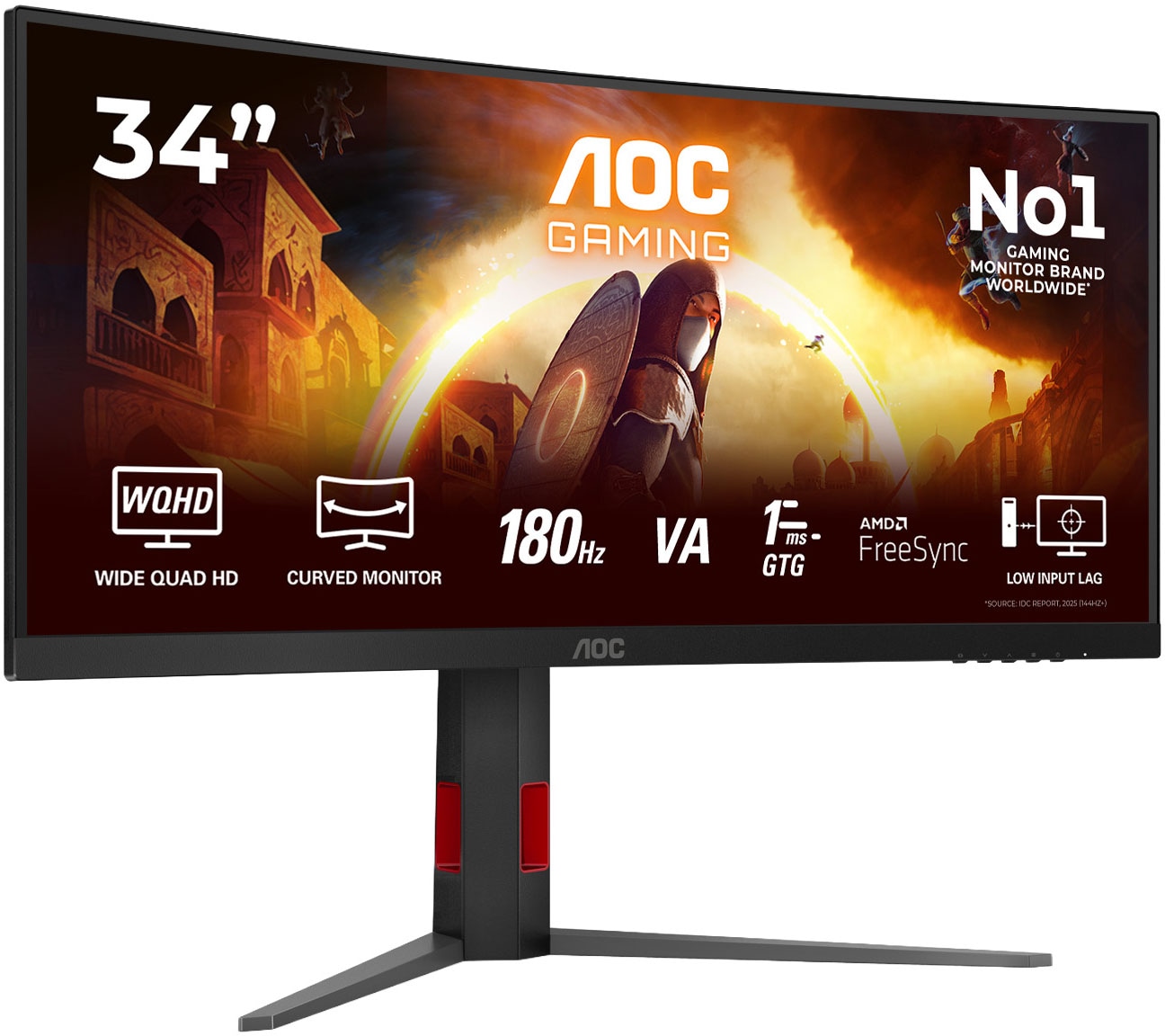 AOC Curved-Gaming-Monitor »CU34G4« 86 cm/34 ″  3440 x 1440 px Wide Quad HD 1 Reaktionszeit 180 Hz