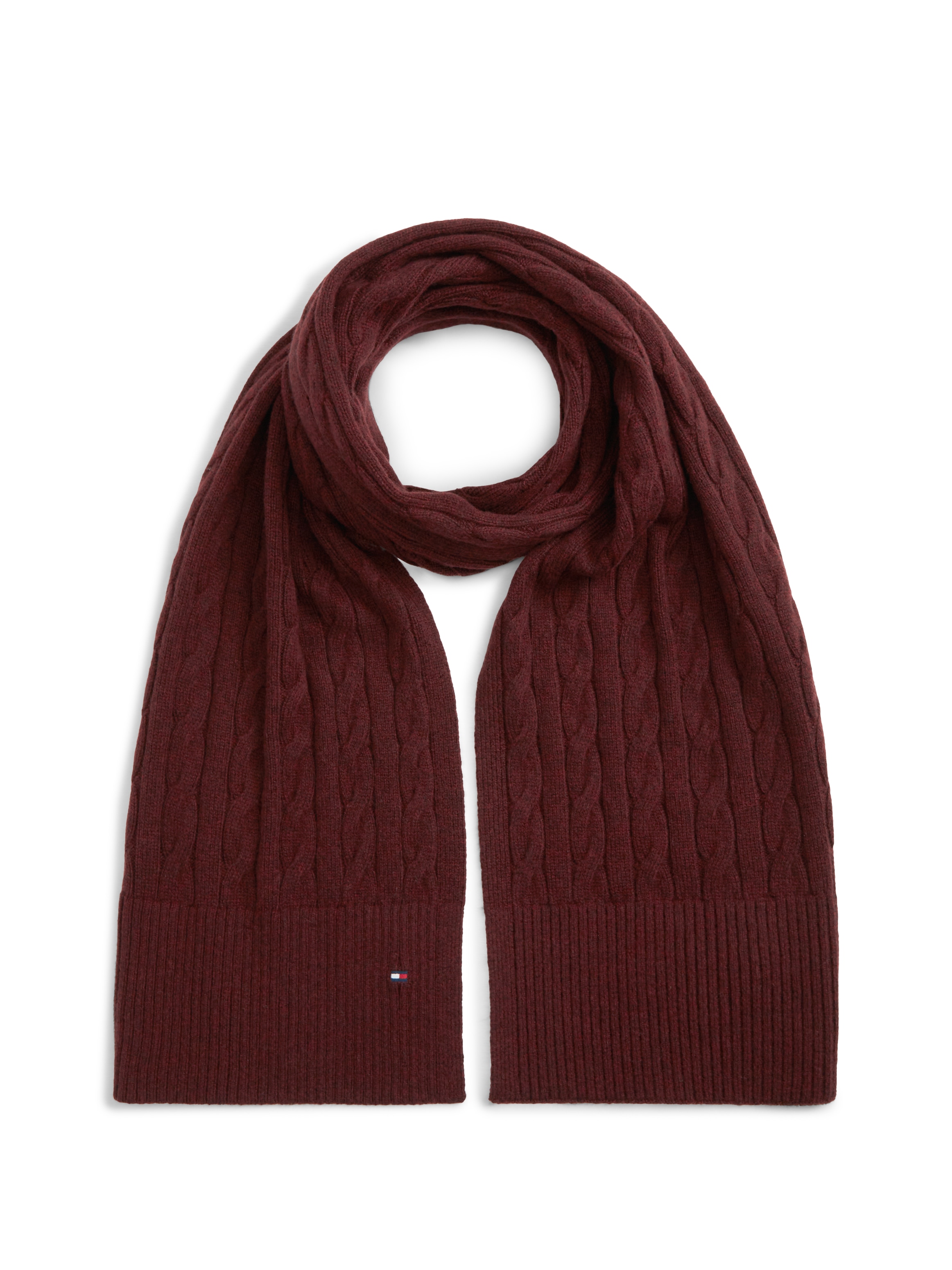 Tommy Hilfiger Strickschal »TH FLAG CABLE« aus Lammwollmix mit Zopfmuster