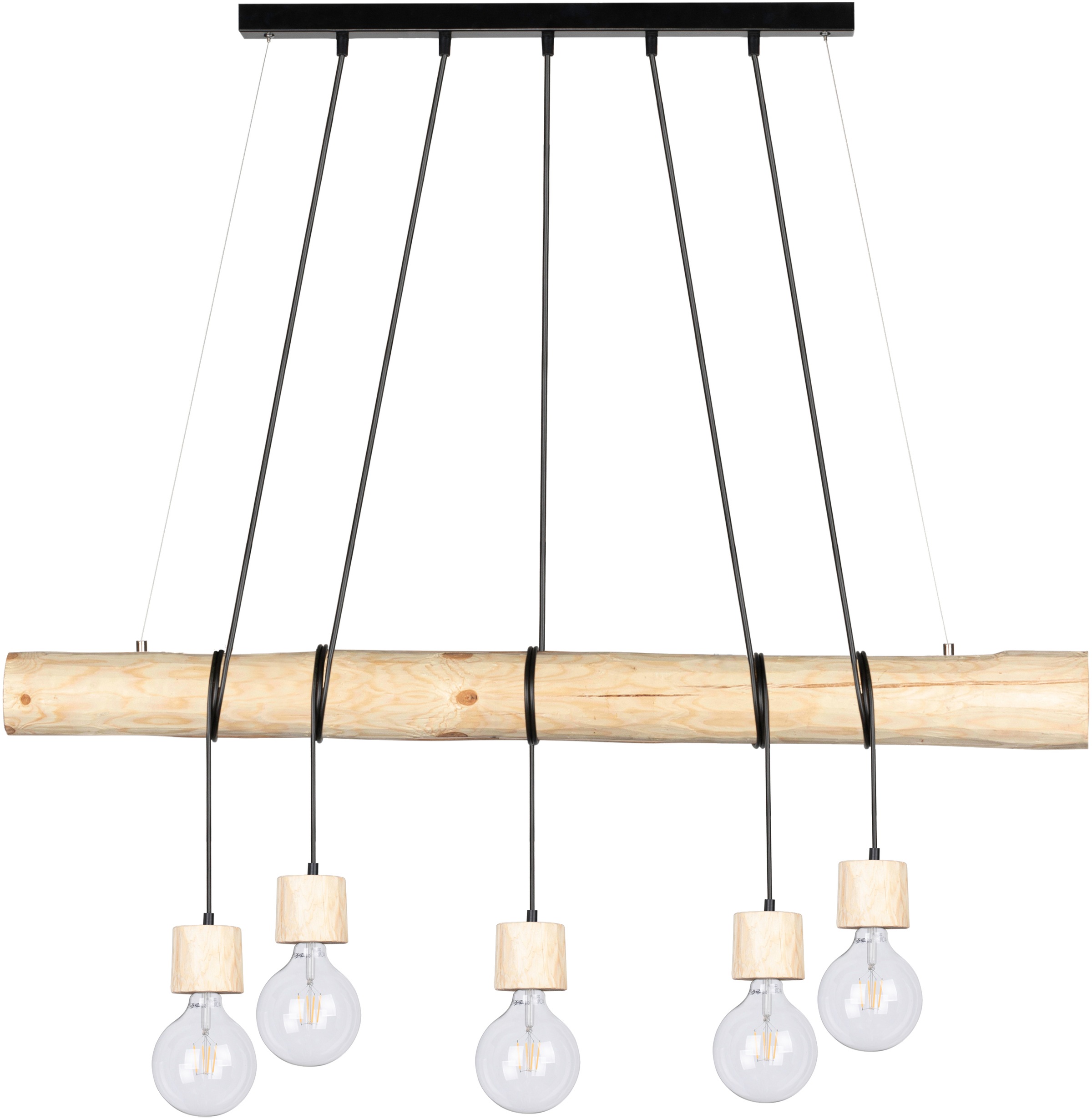 SPOT Light Pendelleuchte »TRABO PINO«, E27, Hängeleuchte, Holzbalken aus massivem Kiefernholz Ø 8-12 cm, Nachhaltig - FSC®-zertifiziert, Passende LM E27/exklusive, Made in Europe