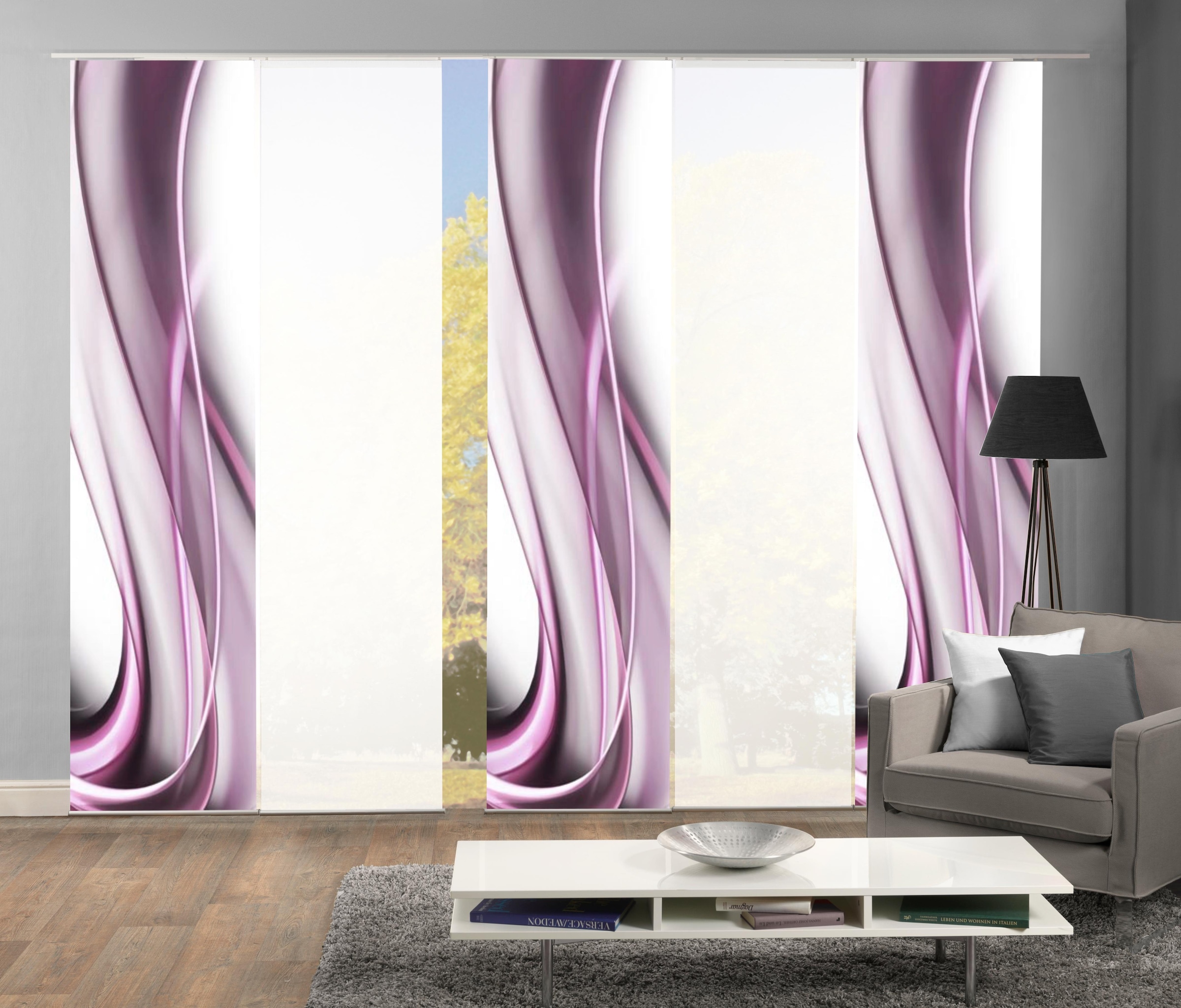 HOME WOHNIDEEN Schiebegardine »ONDAR« Klettband 5 Stk. tlg. HxB: 245x60, inkl. Befestigungszubehör