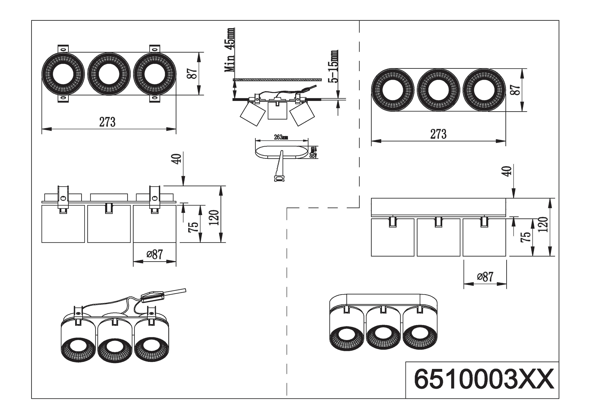 TRIO Leuchten Deckenstrahler »GUAYANA,«, Deckenspot 3-flammig exkl 3 x GU10 max .10 W Spot verstellbar