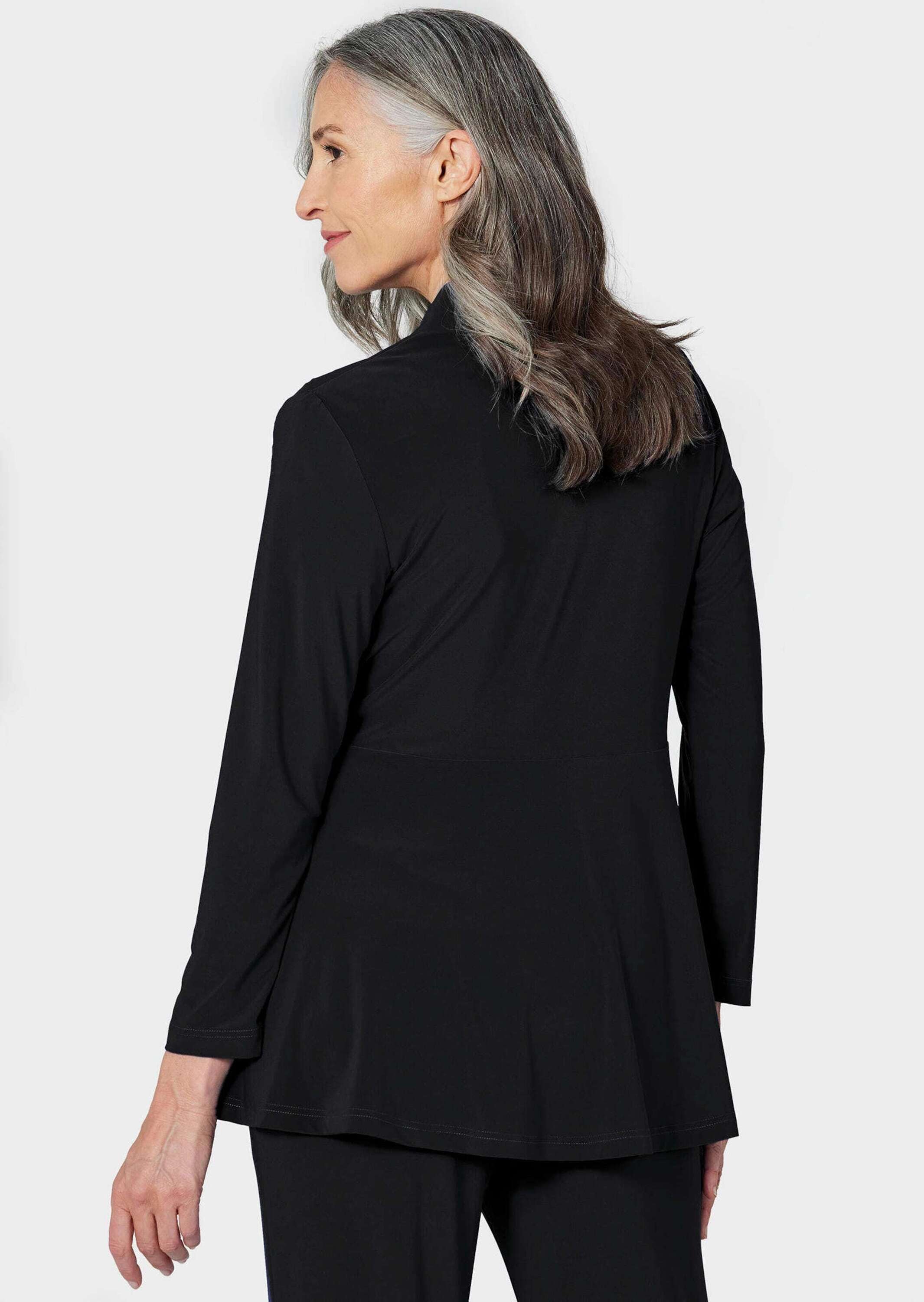GOLDNER Sweatjacke »Kurzgröße Leichte Shirtjacke lila mit Stretch«