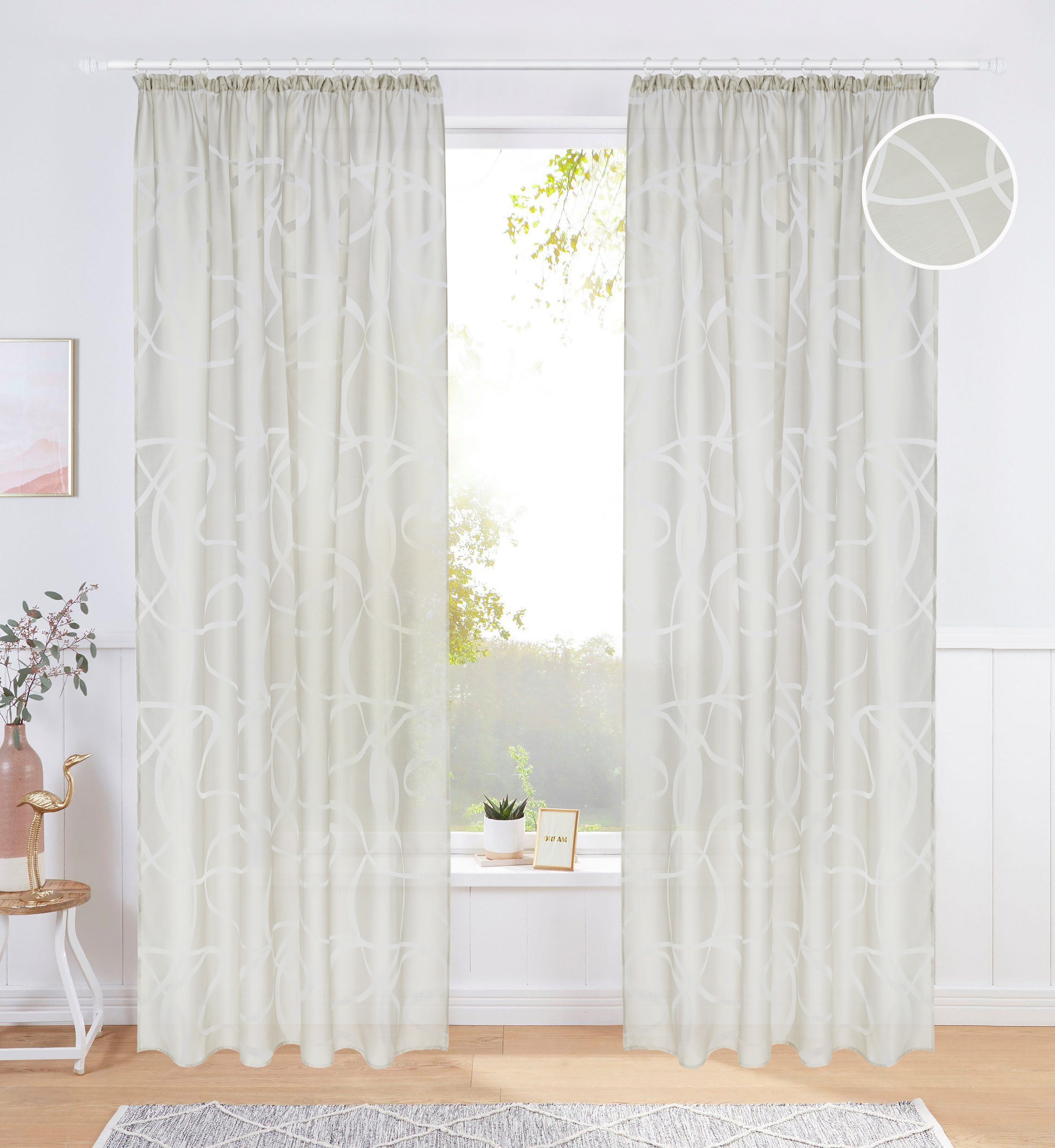 Bruno Banani Gardine »Tilo« Kräuselband 1 Stk. tlg. transparent, Ausbrenner, gewebt, verschiedene Größen,