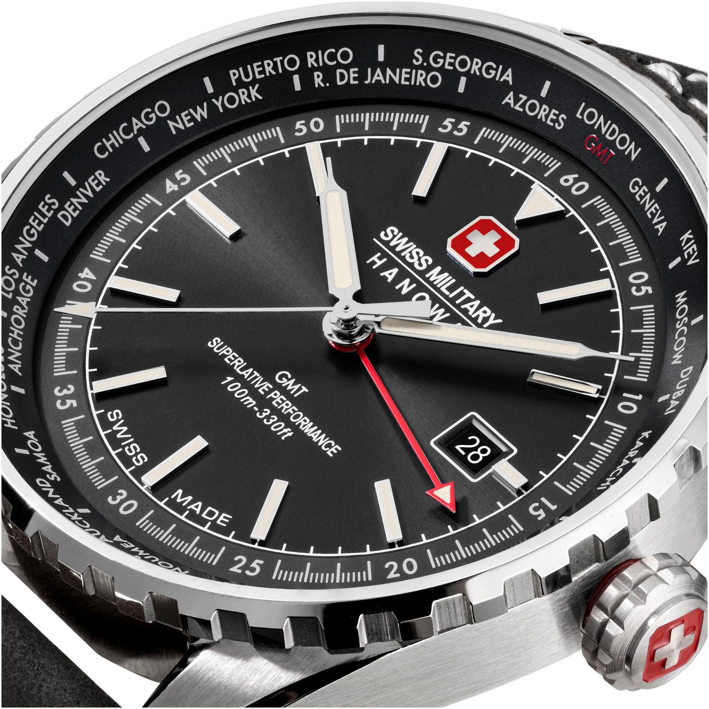 Swiss Military Hanowa Quarzuhr »AFTERBURN GMT«, Armbanduhr, Herrenuhr, Schweizer Uhr, Swiss Made, Datum, Saphirglas