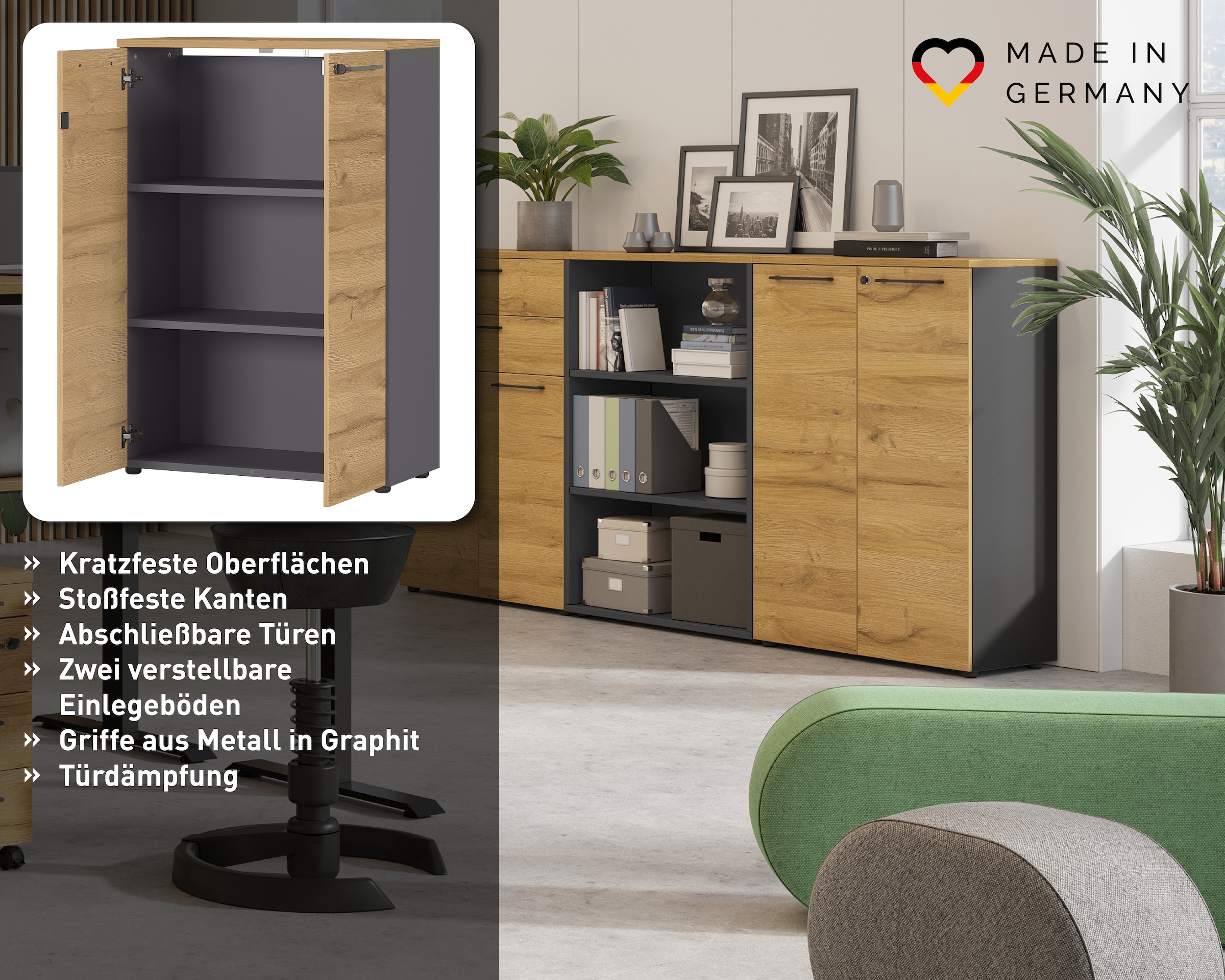 GERMANIA Aktenschrank »GW-Agenda« opt. mit Schublade, Maße 80x120 cm, Made in Germany