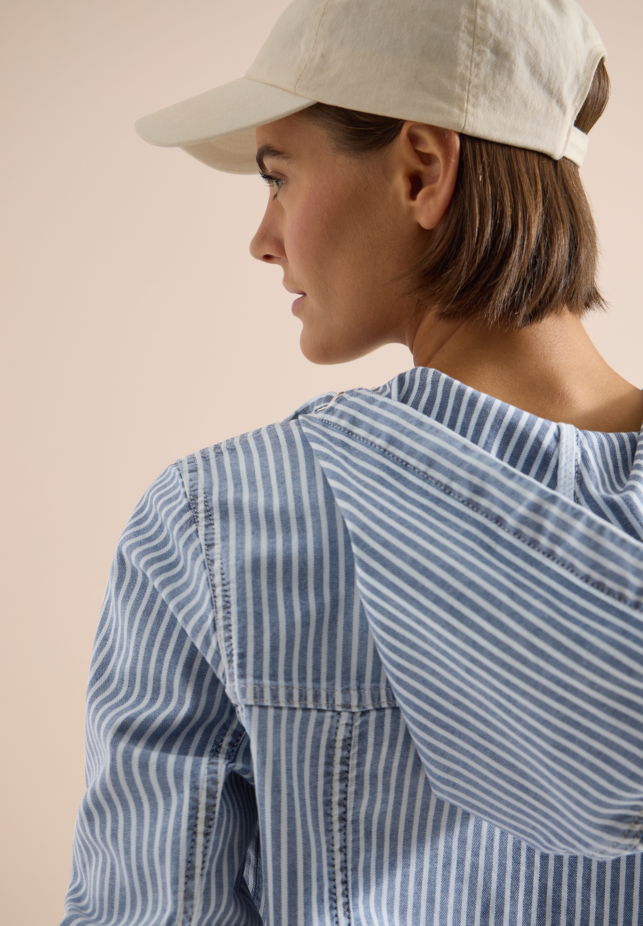 Cecil Hemdjacke mit Kapuze Overshirt mit Kapuze und Streifen