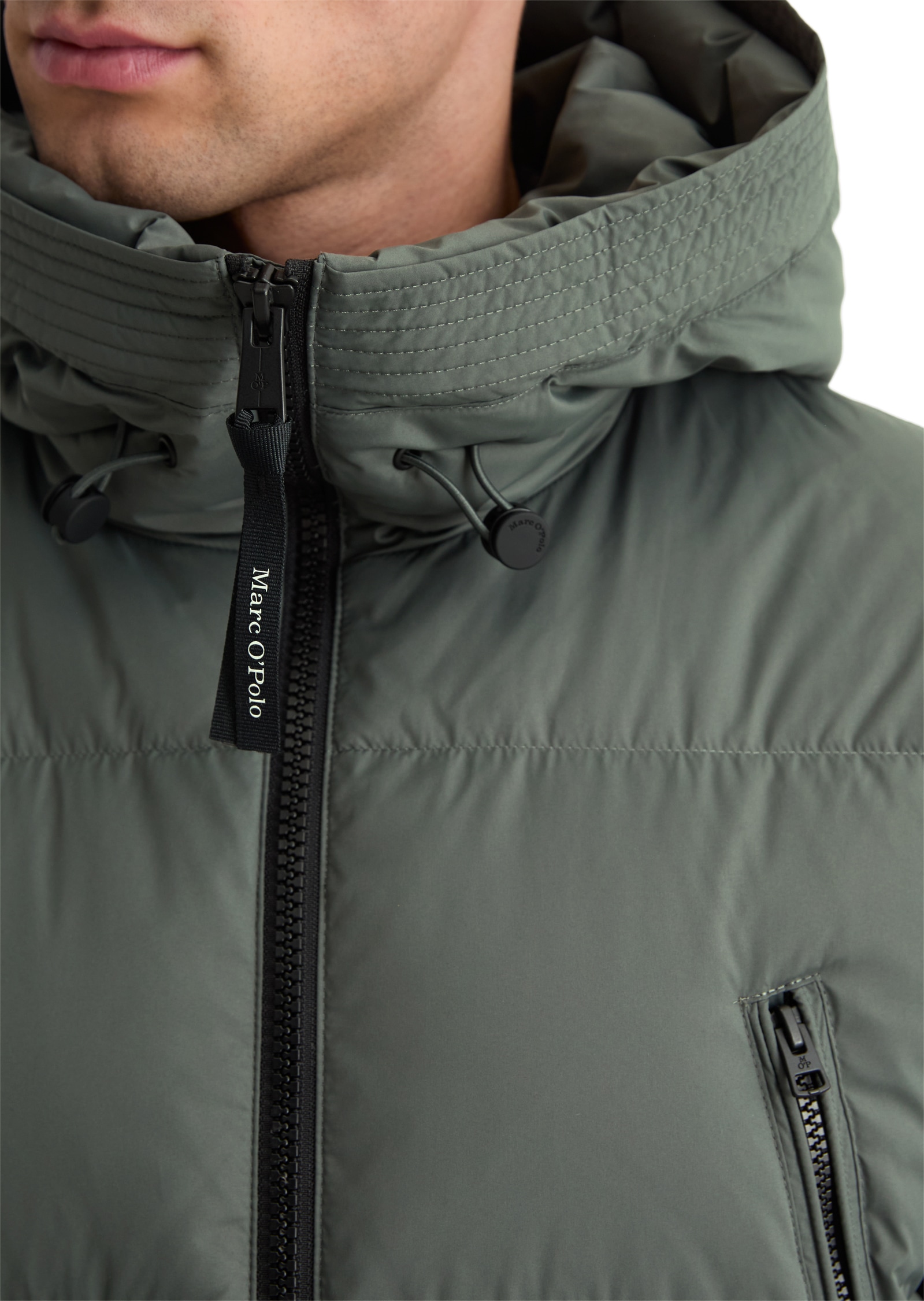 Marc O'Polo Daunenjacke, mit Kapuze, Pufferjacke, regular fit, eingesetzte, elastische Ärmelabschlüsse