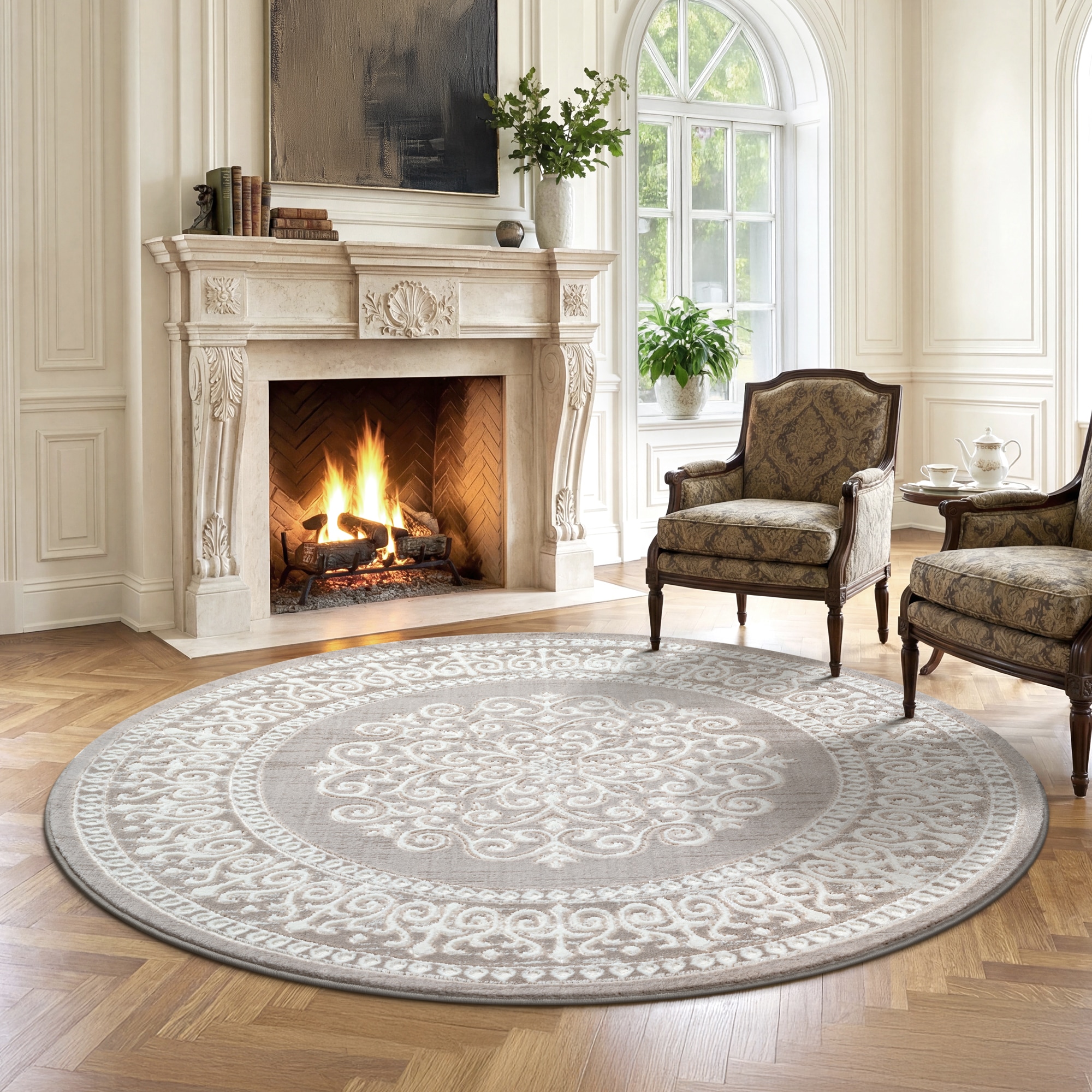Sanat Teppich »Harmony 3204 , auch als Läufer und rund« rund 12 mm Höhe Wohnzimmer, Kurzflor, modern,  Orient Optik, Schlafzimmer