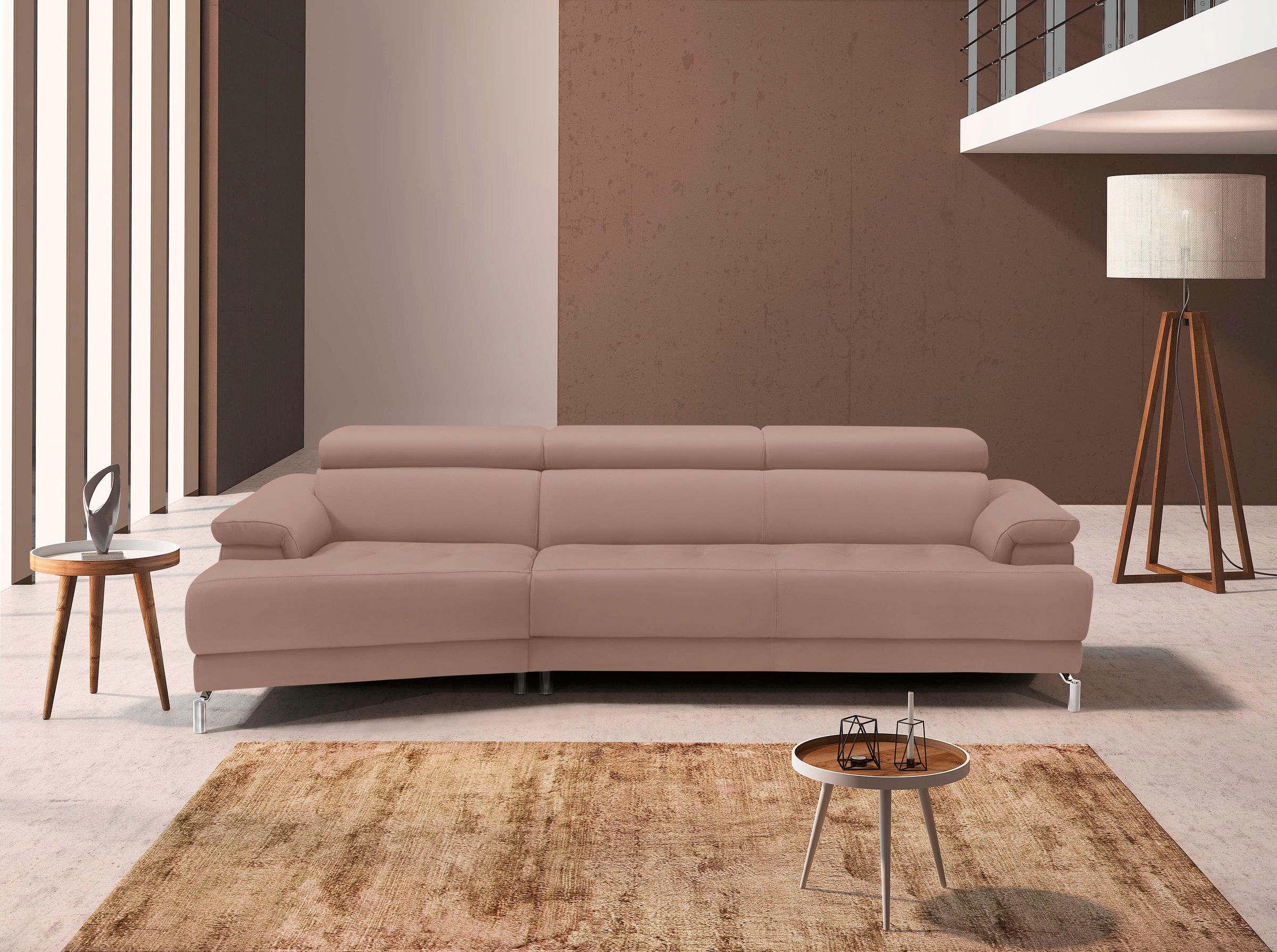 Egoitaliano Ecksofa »Soul, extravagantes Designsofa, Megasofa, super bequem, tolle Details«, mit Trapez-Abschlußelement, inkl verstellbarer Kopfteile