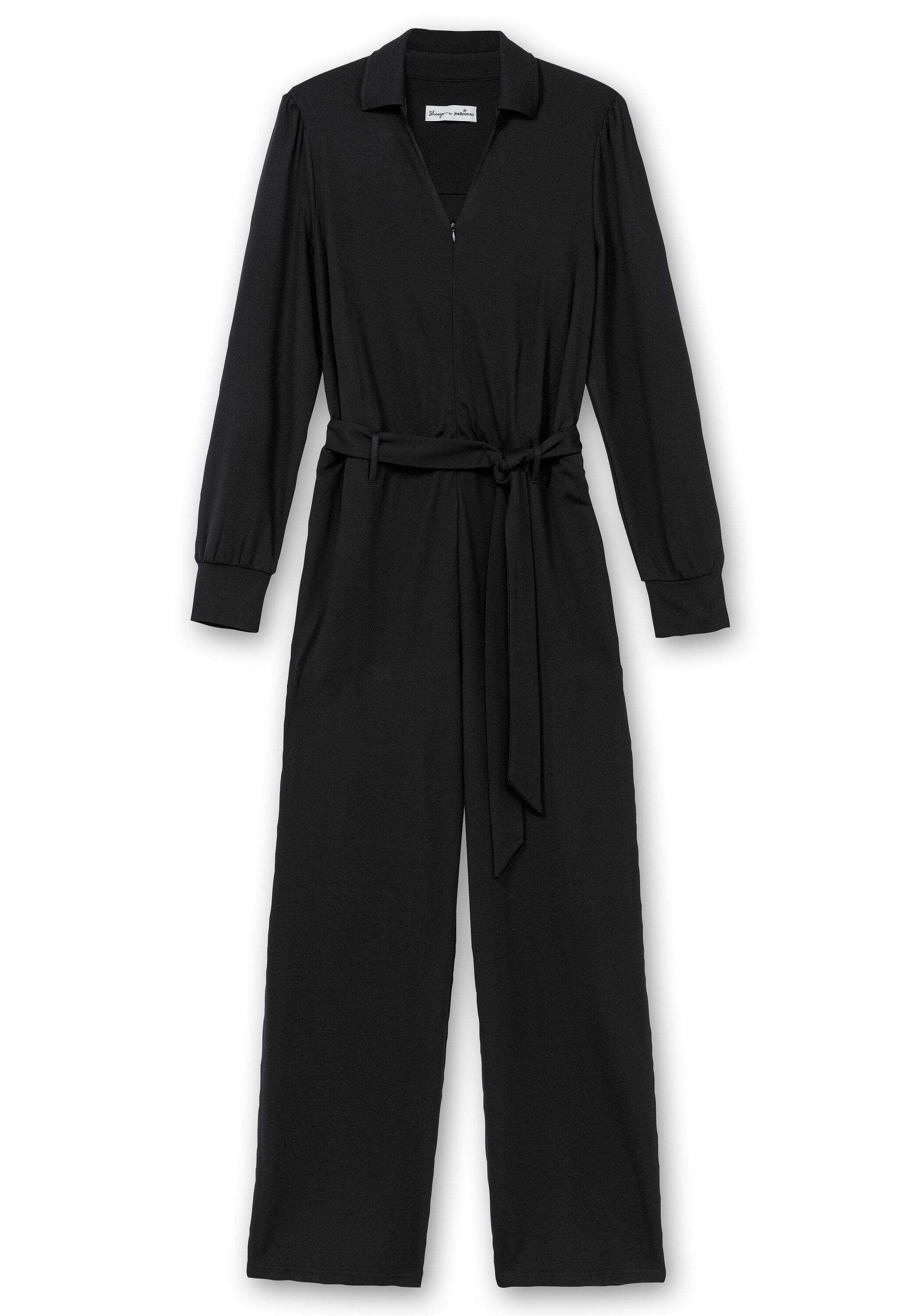 Sheego Jumpsuit »Jumpsuit mit Bindegürtel und Reißverschluss vorn«, (mit Gürtel)