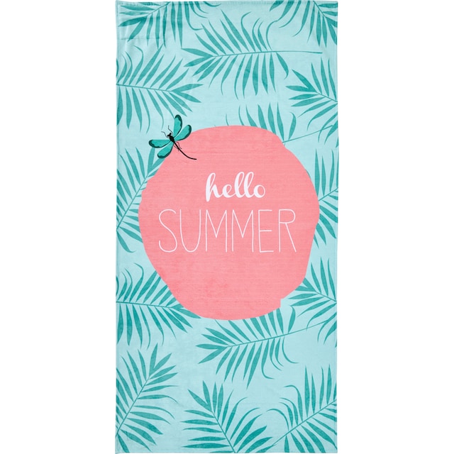 done.® Strandtuch »Hello Summer«, (1 St.), gemustert, mit Reisverschluss- Tasche für Wertgegenstände bei OTTO