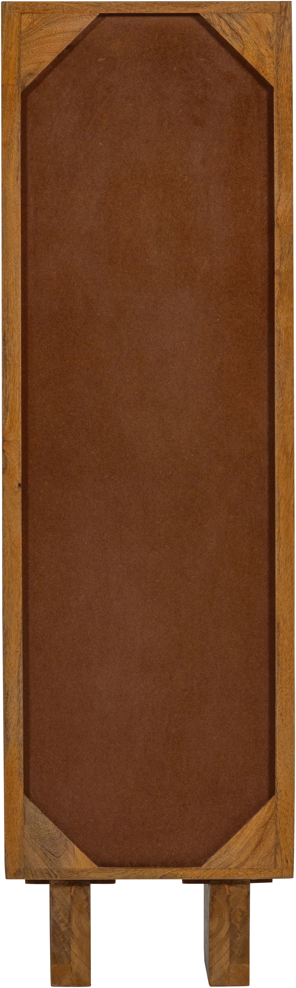 WOOOD Vitrine »Kella Mangoholz mit Glastüren und Glaseinlegeböden 40 x 39 x 137 cm« Wandbefestigung empfohlen, Tragkraft 5–7 kg pro Glasboden