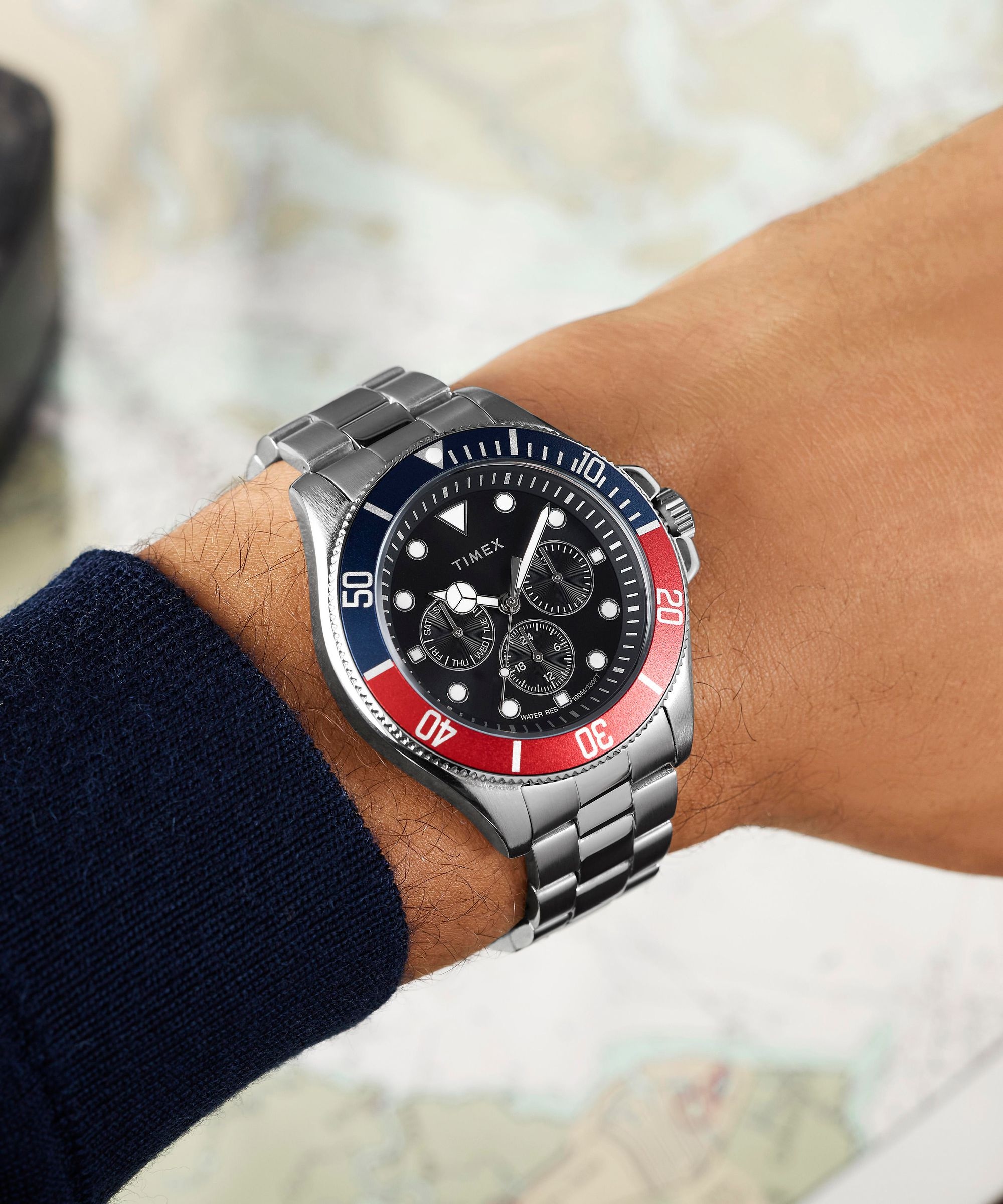 Timex Quarzuhr »Harborside Coast Multifunction« Armbanduhr, Herrenuhr, Edelstahlarmband, analog, Wochentag, Tag