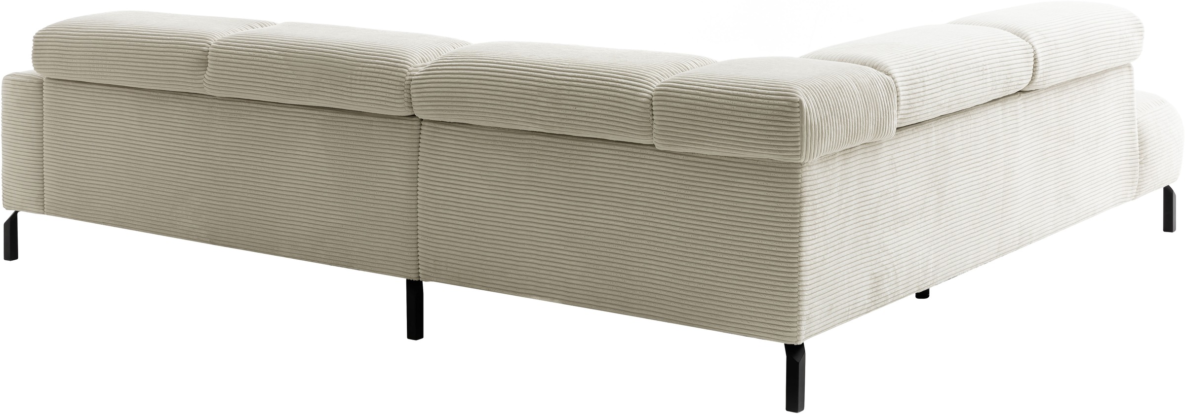Places of Style Ecksofa »Antonelli, L-Form, inkl. Kopfteilverstellung, Breite 276 cm«, mit elektrischer Sitztiefenverstellung, in Cord, natur