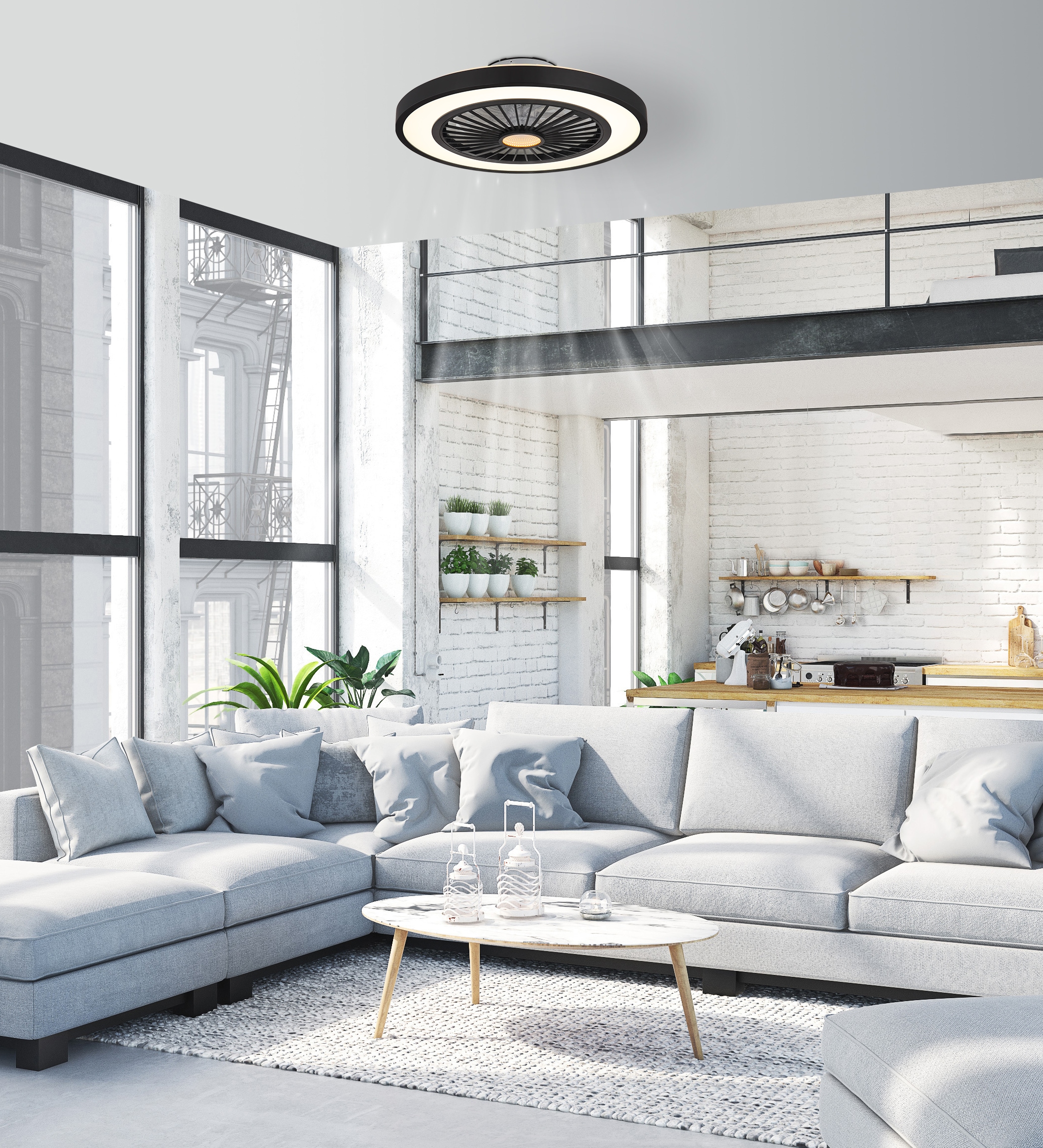 GLOBO LIGHTING Deckenleuchte »BLIZZAK«, Leuchtmittel LED-Modul | LED fest integriert, Deckenventilator, Deckenlampe, moderner Ventilator