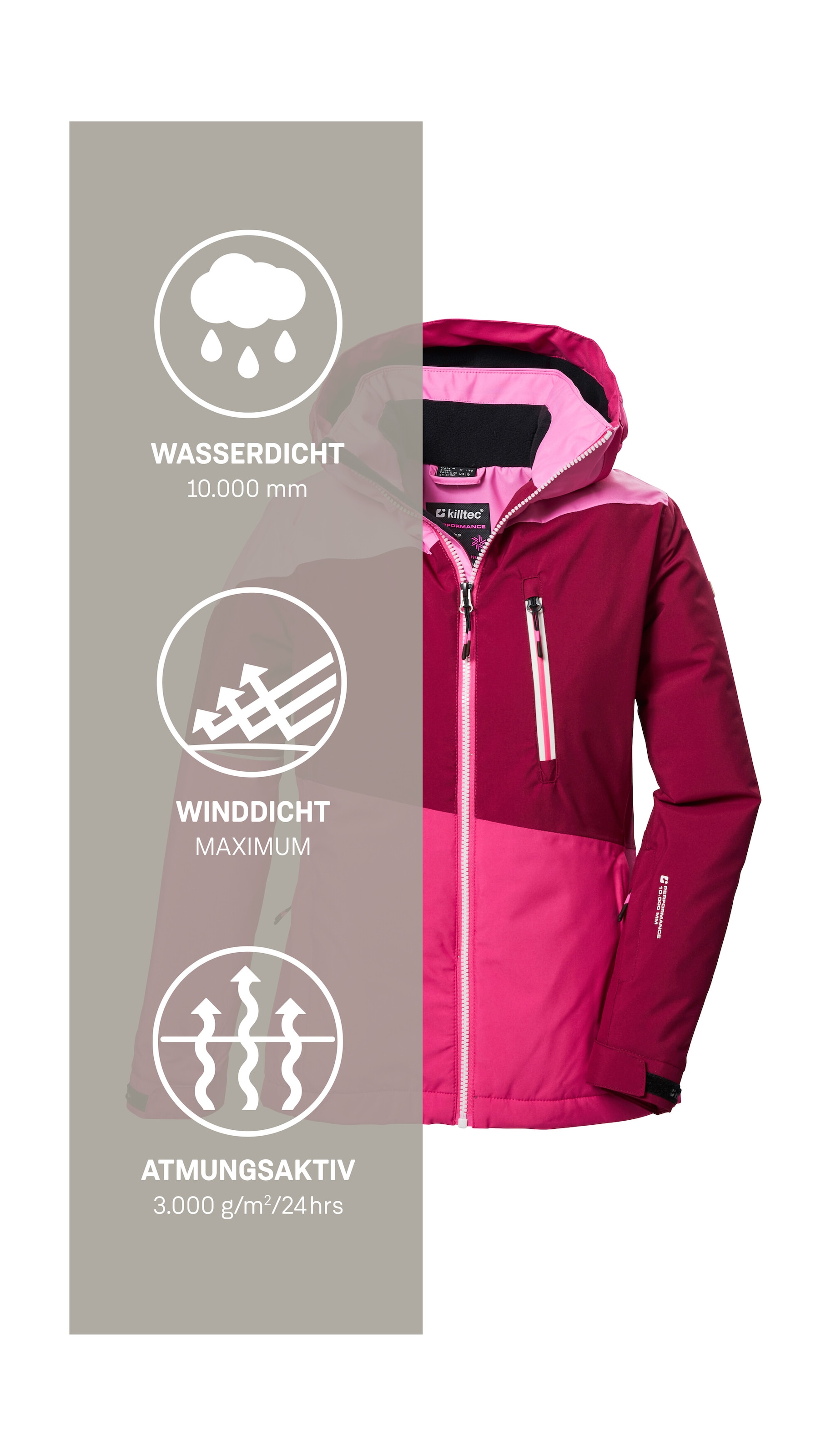 Killtec Skijacke »KSW 331 GRLS SKI JCKT« Atmungsaktive, wasserdichte Jacke mit Fleece-Innenseite, Skipasstasche