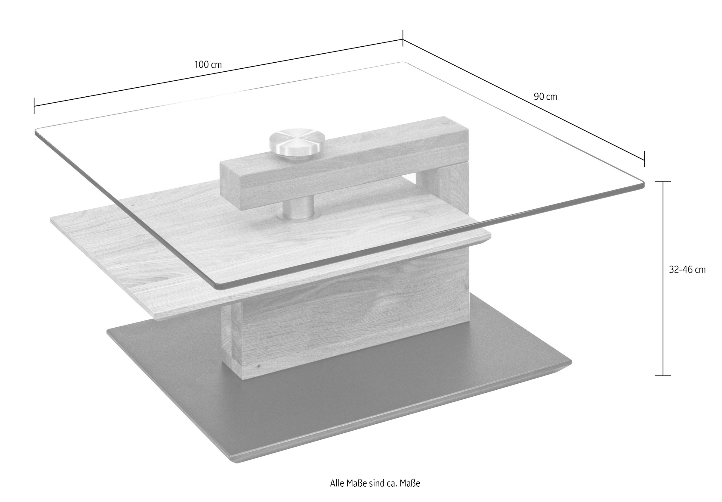 Vierhaus Couchtisch, drehbare Glasplatte, rollbar, Ablage