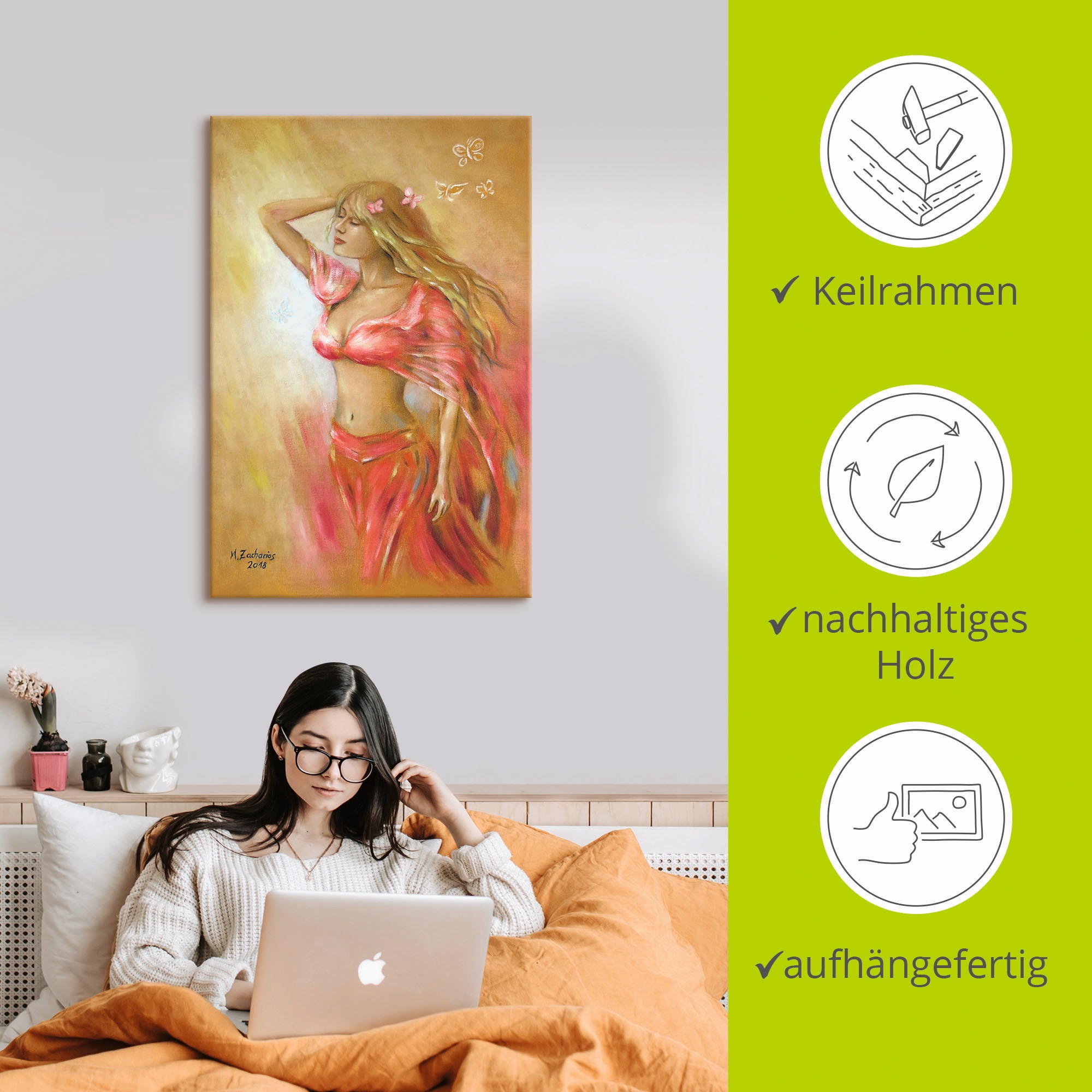 Artland Wandbild »Verführerisches Mädchen im roten Kleid«, Frau, (1 St.), als Leinwandbild, Poster in verschied. Größen