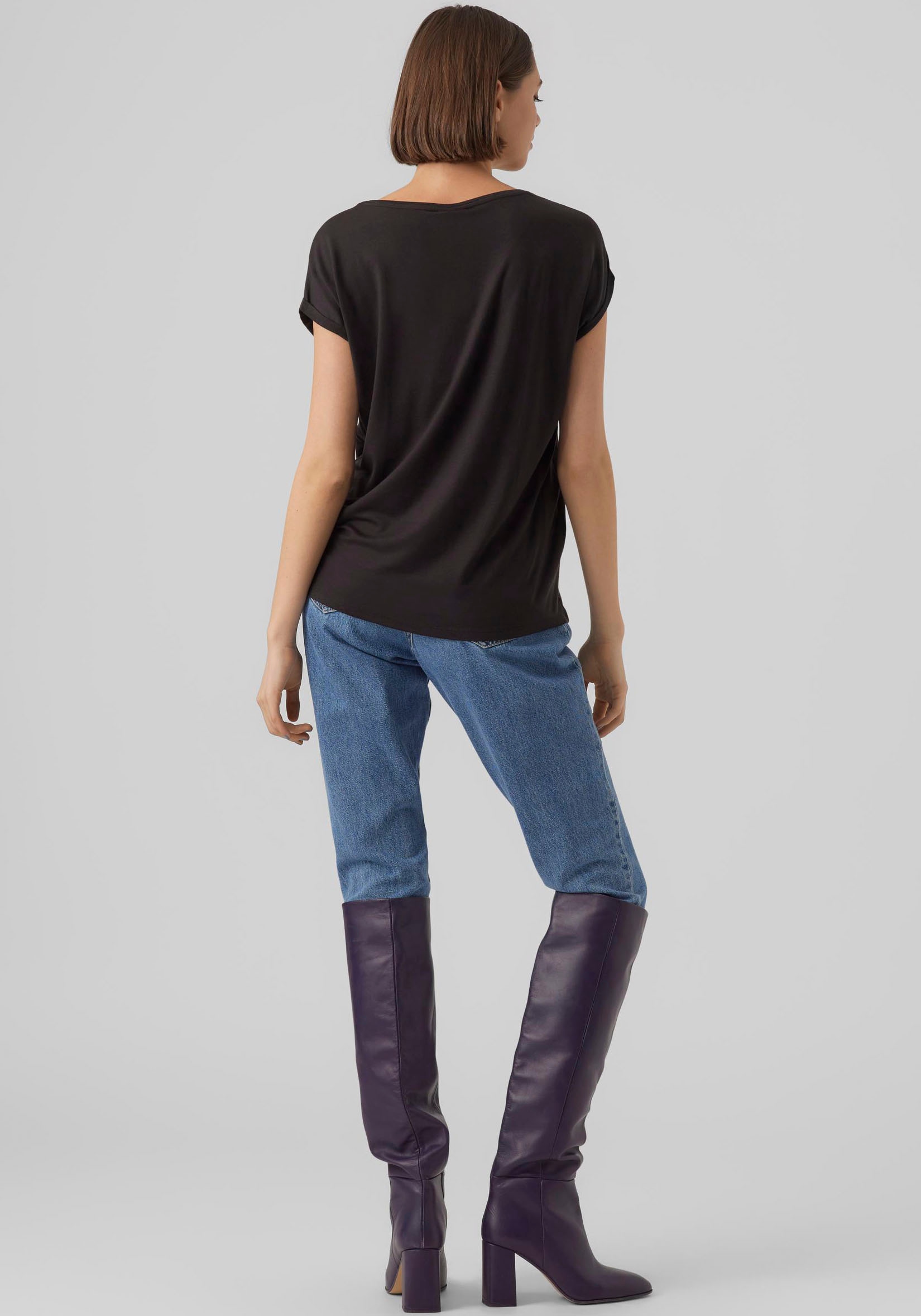 Vero Moda Rundhalsshirt »VMAVA PLAIN SS TOP GAJRS NOOS«