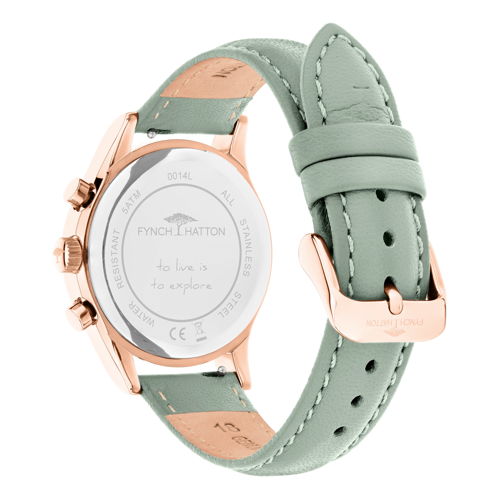 FYNCH-HATTON Chronograph Quarzuhr, Armbanduhr, Damenuhr, Lederarmband, analog, Stoppfunktion