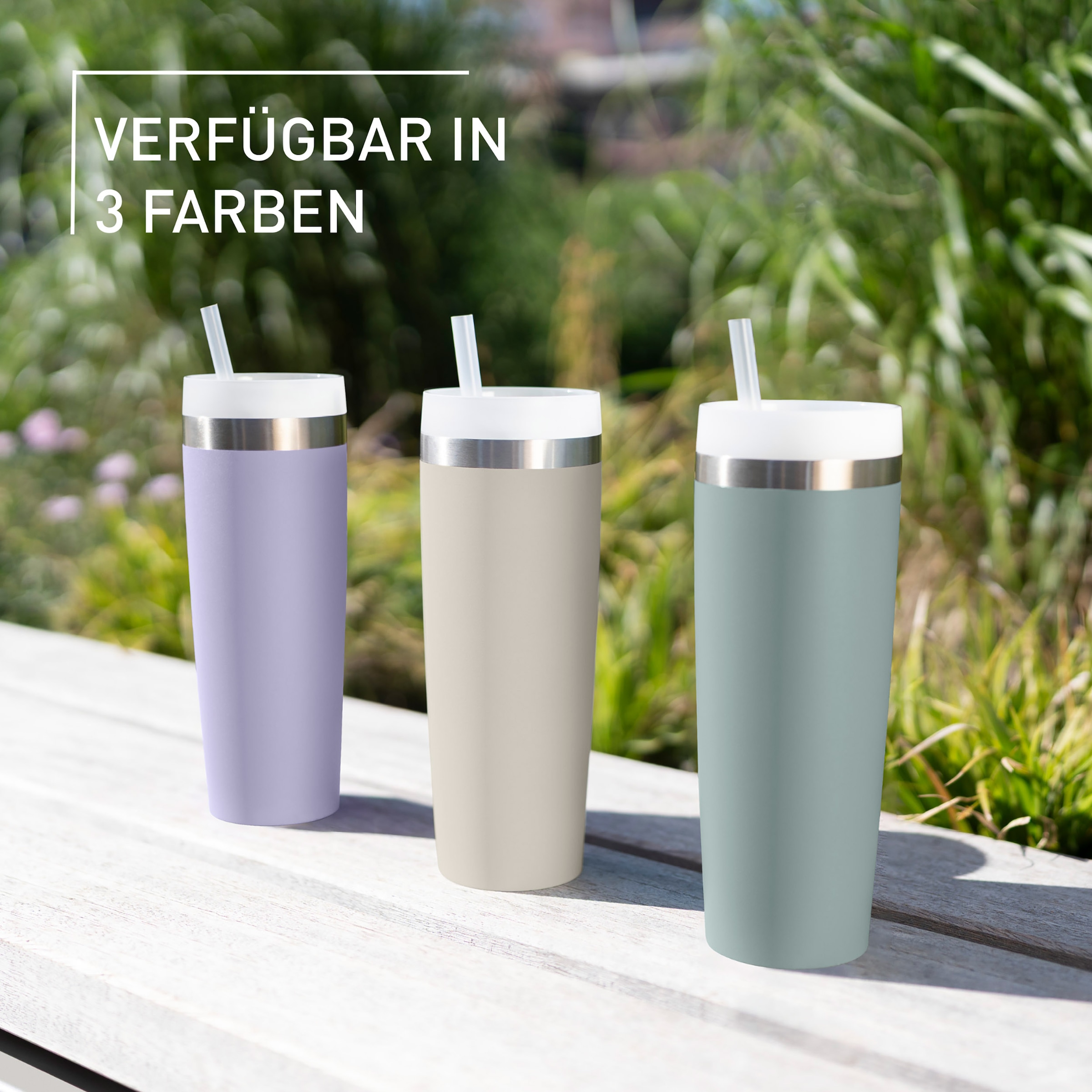 Emsa Isolierflasche »Travel Mug Cool³« 3 Deckelpositionen, für gängige Autohalterungen, inkl. Strohhalm