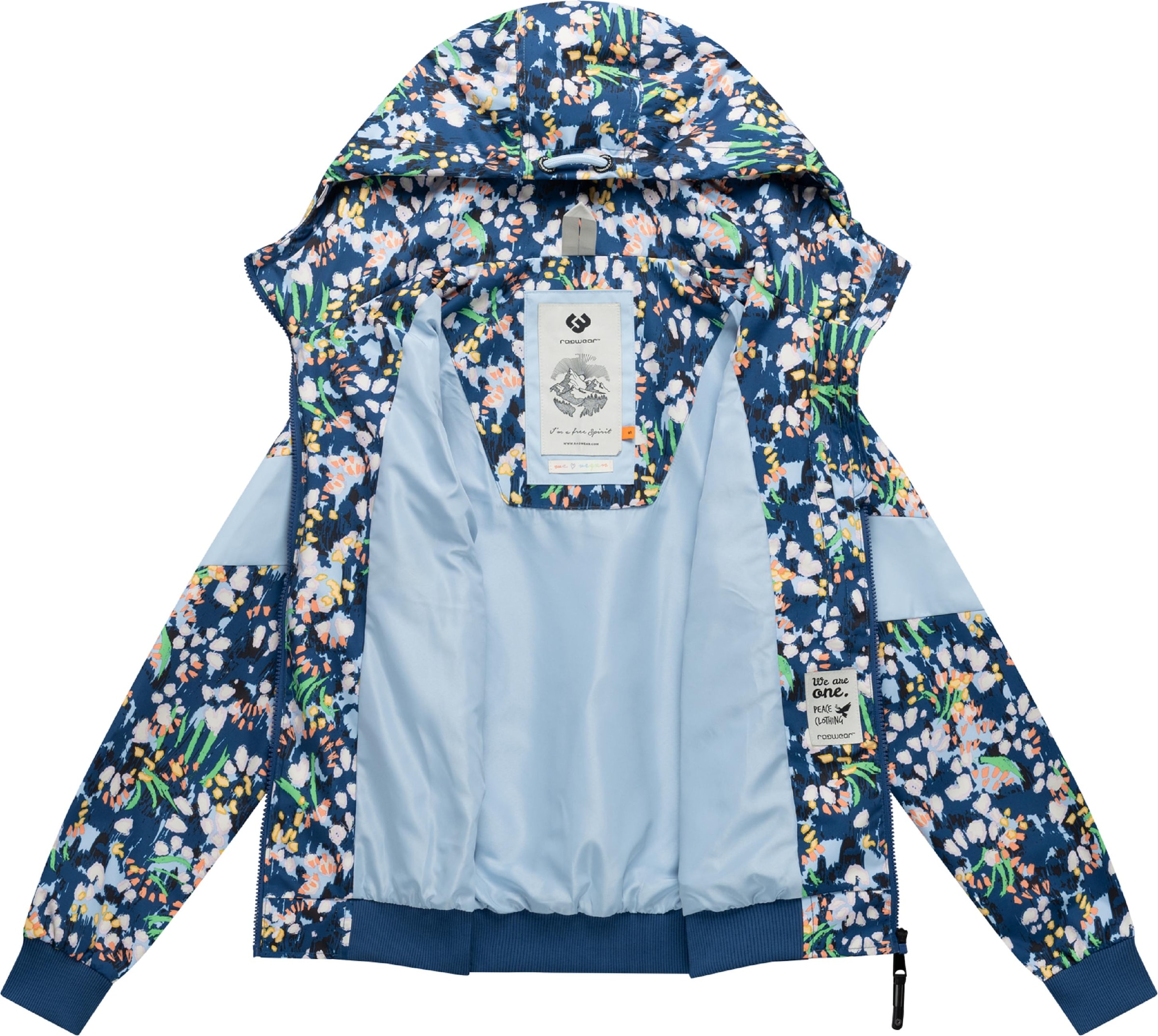 Ragwear Outdoorjacke »Übergangsjacke Nuggie Block Flower« mit Kapuze modische Damen Freizeitjacke mit floralem Print