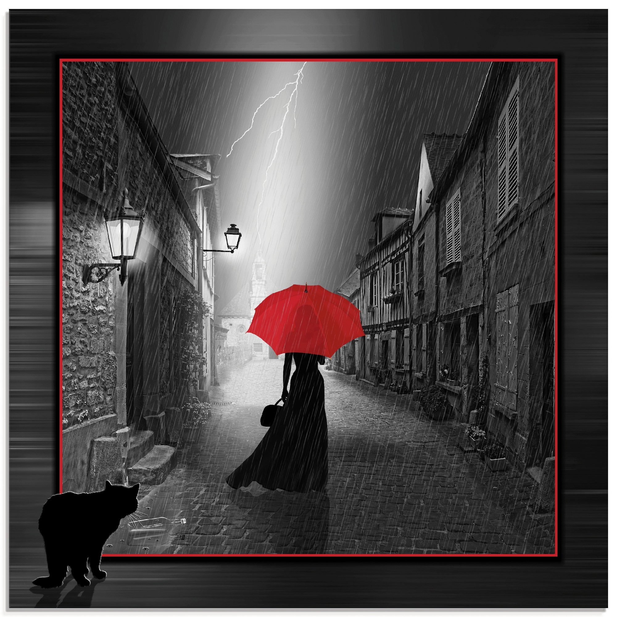 Artland Glasbild Frau bestellen St.), 2«, in OTTO dem Online verschiedenen im Shop mit »Die roten (1 Frau, Schirm Größen