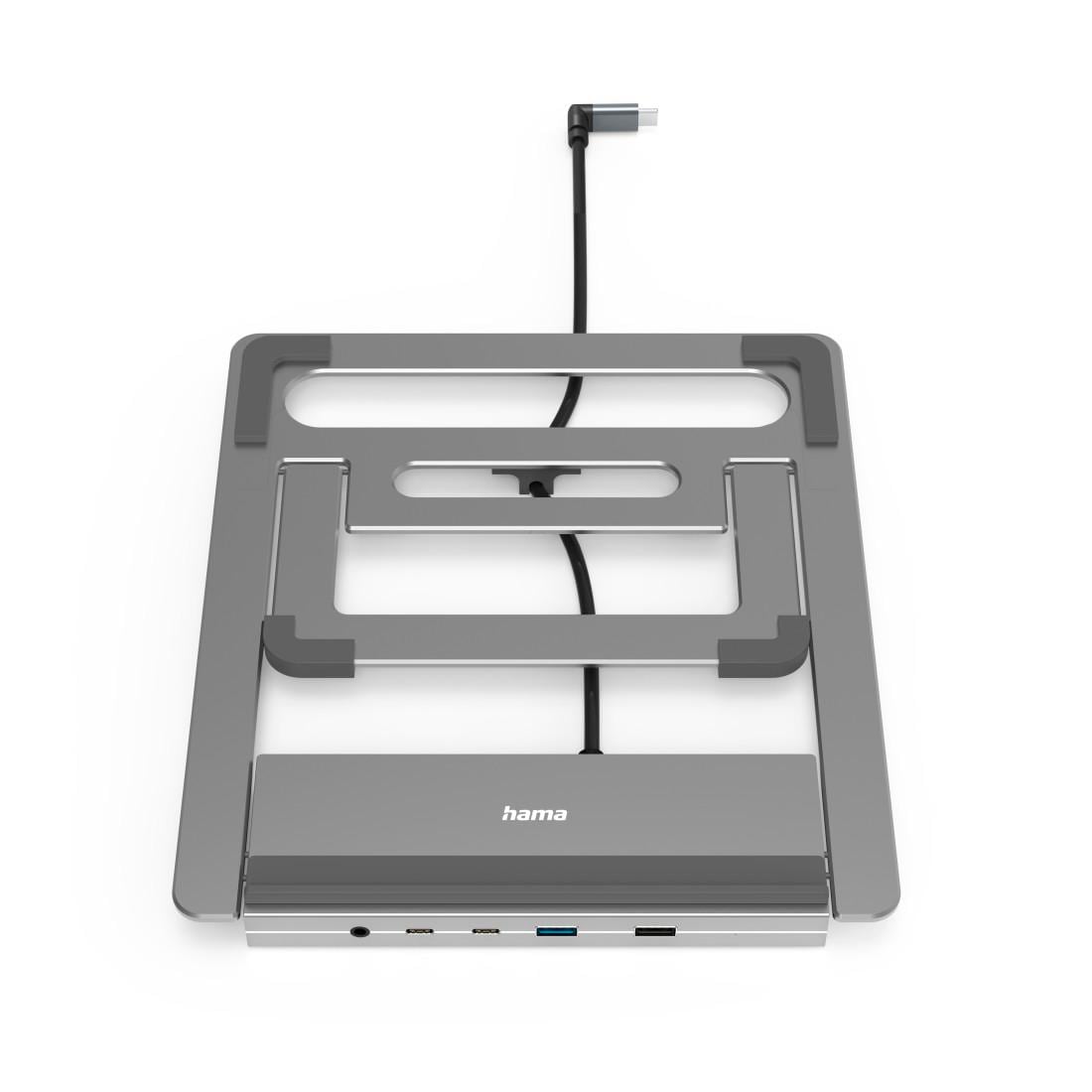 Hama Laptop-Dockingstation »USB-C Docking Station, Stand Notebook Halterung 12Ports für Laptop«, 4x USB-A, 3x USB-C,2x HDMI, 1x DisplayPort, 1x LAN, 1x 3,5mm Audio Aux