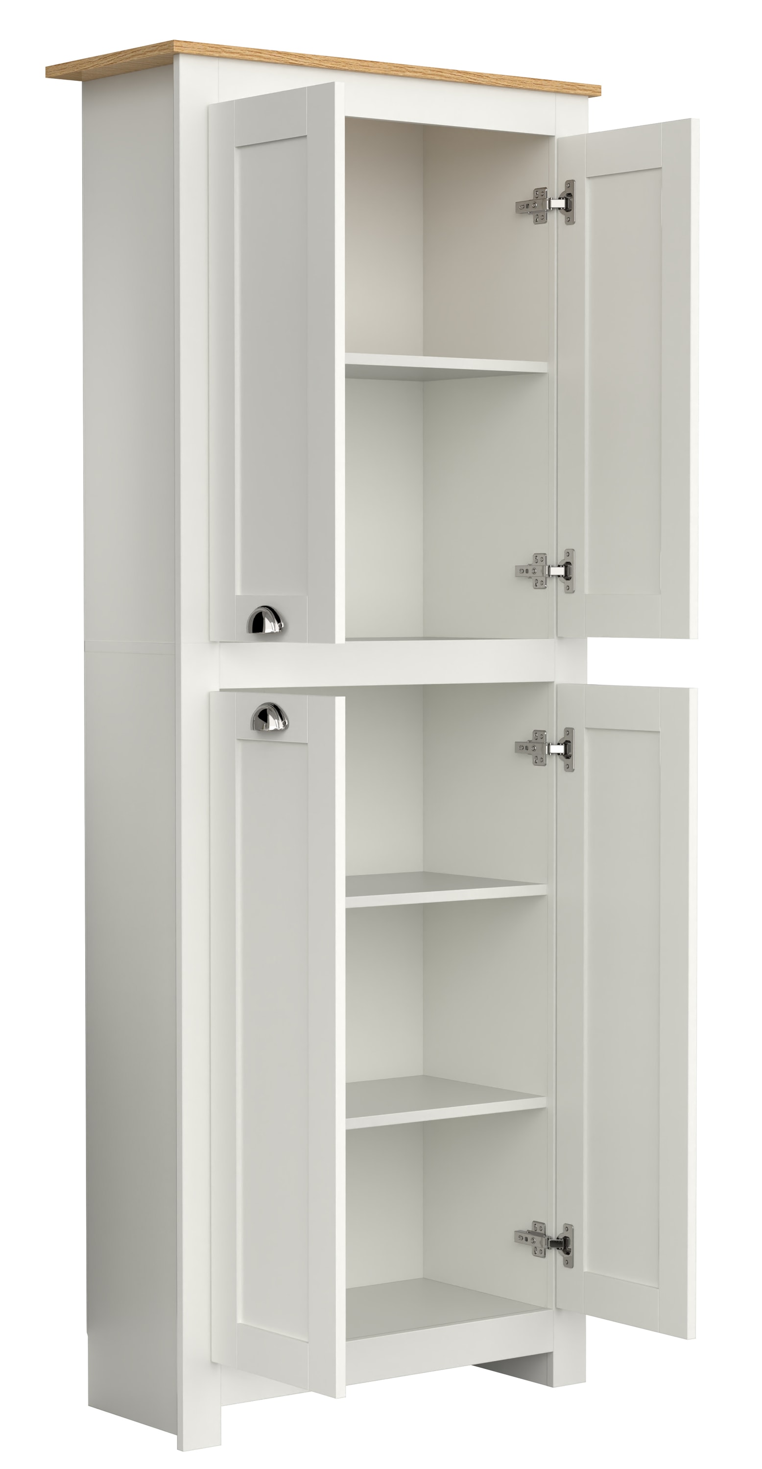 VCM Mehrzweckschrank »VCM Holz Flurschrank | 5 Fächer | Badezimmerschrank | Maße: H. 184 x B. 72 x T. 32 cm | 4 Drehtüren | elegante Muschelgriffe - Balusa«, (1 St.)