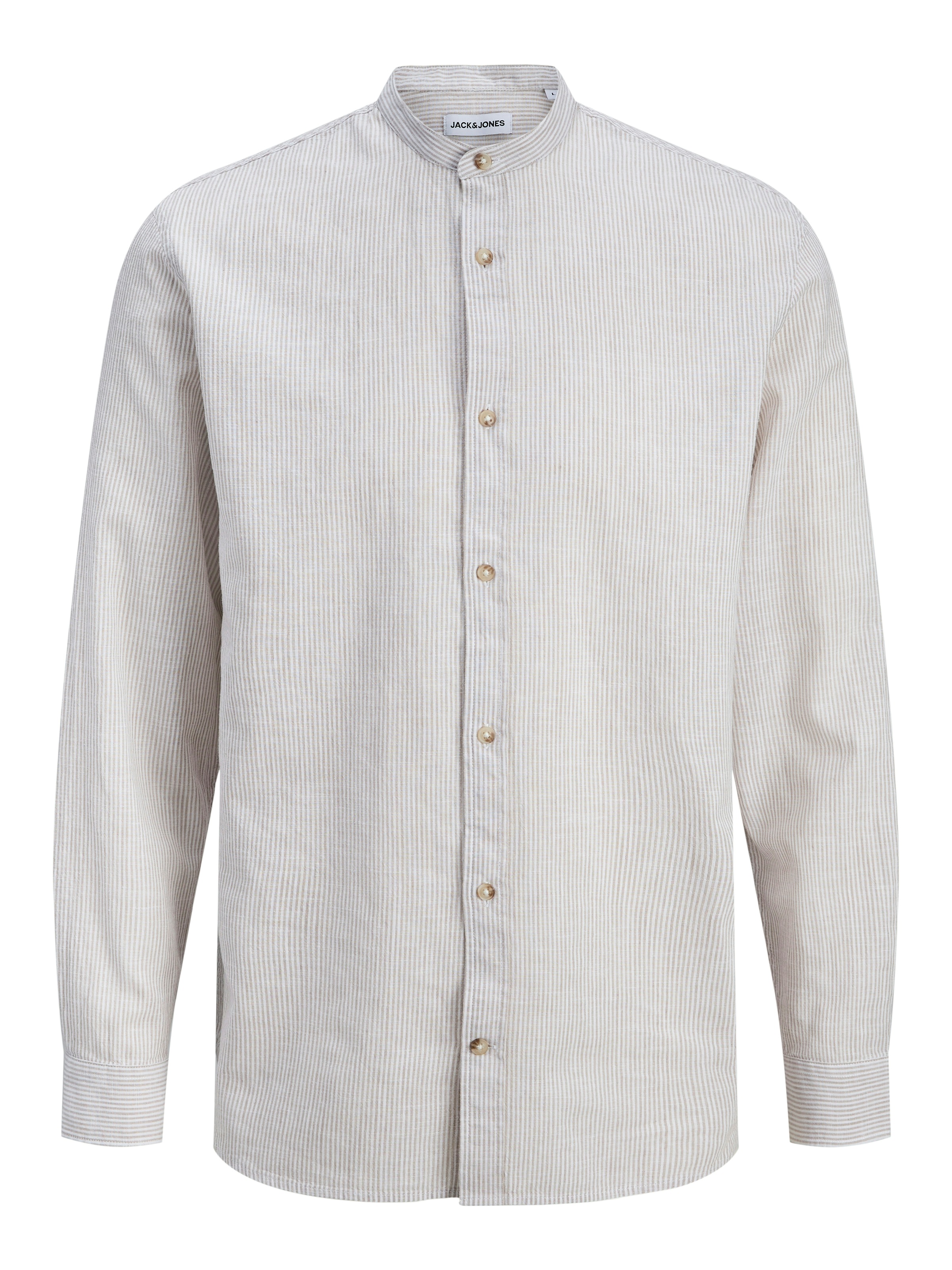 Jack & Jones Langarmhemd »JJESUMMER LINEN BLEND BAND SHIRT L/S SN« Baumwollmischung, regular fit