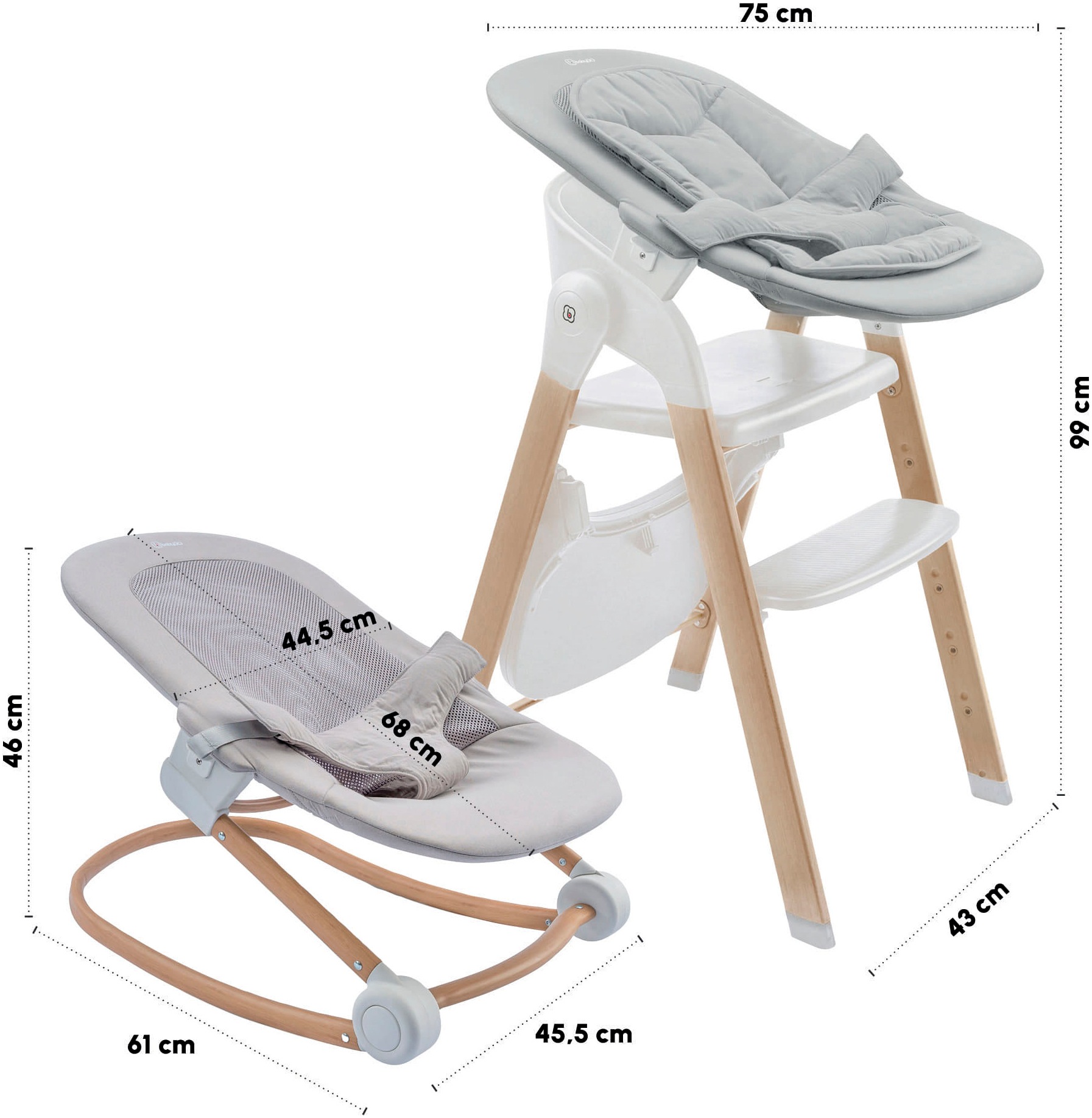 BabyGo Kombihochstuhl »Levels«, inklusive Wippe