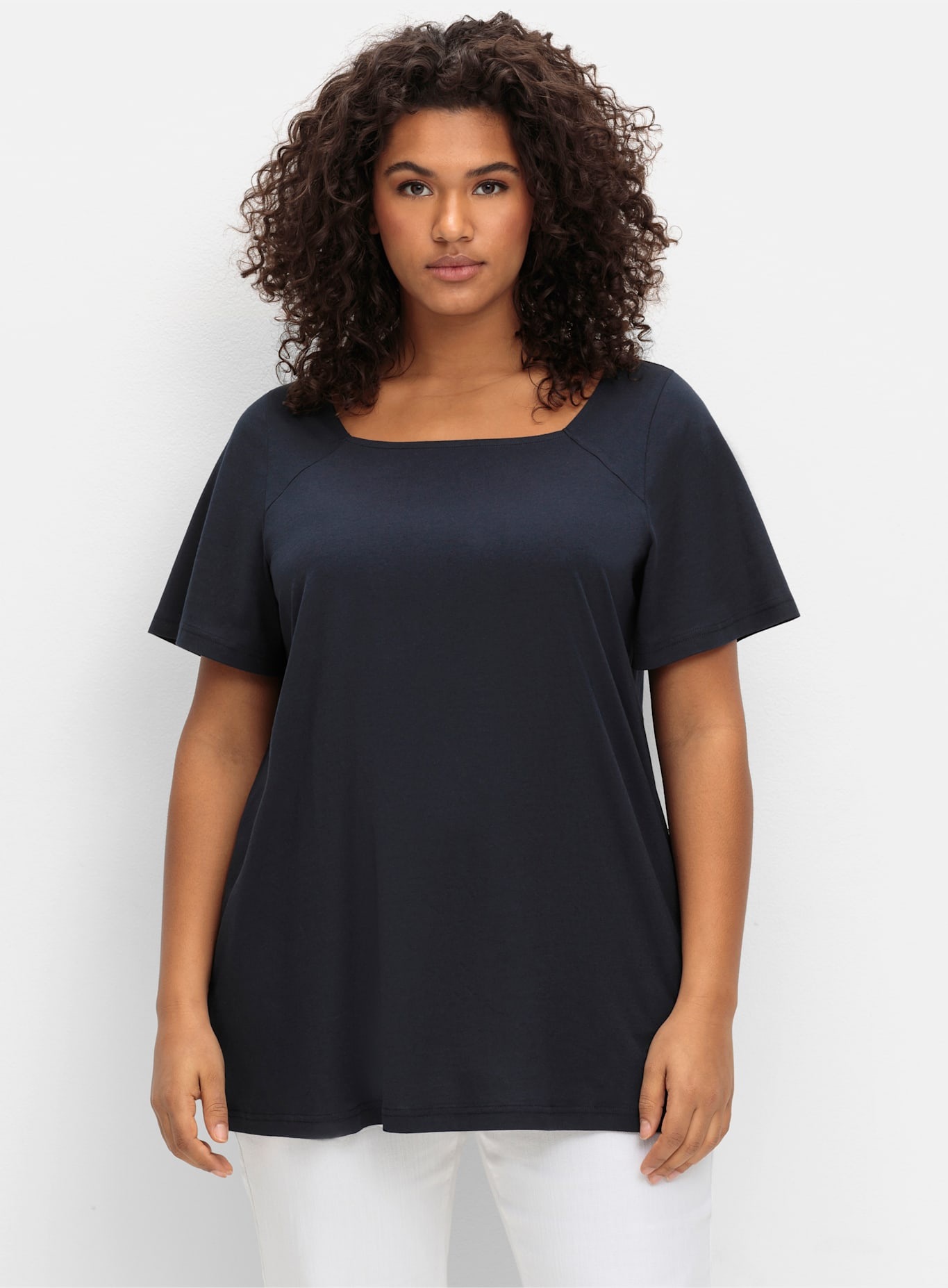 Sheego Damen Kurzarmshirt »T-Shirt« 1 Stk. tlg. in blau, Größe 40