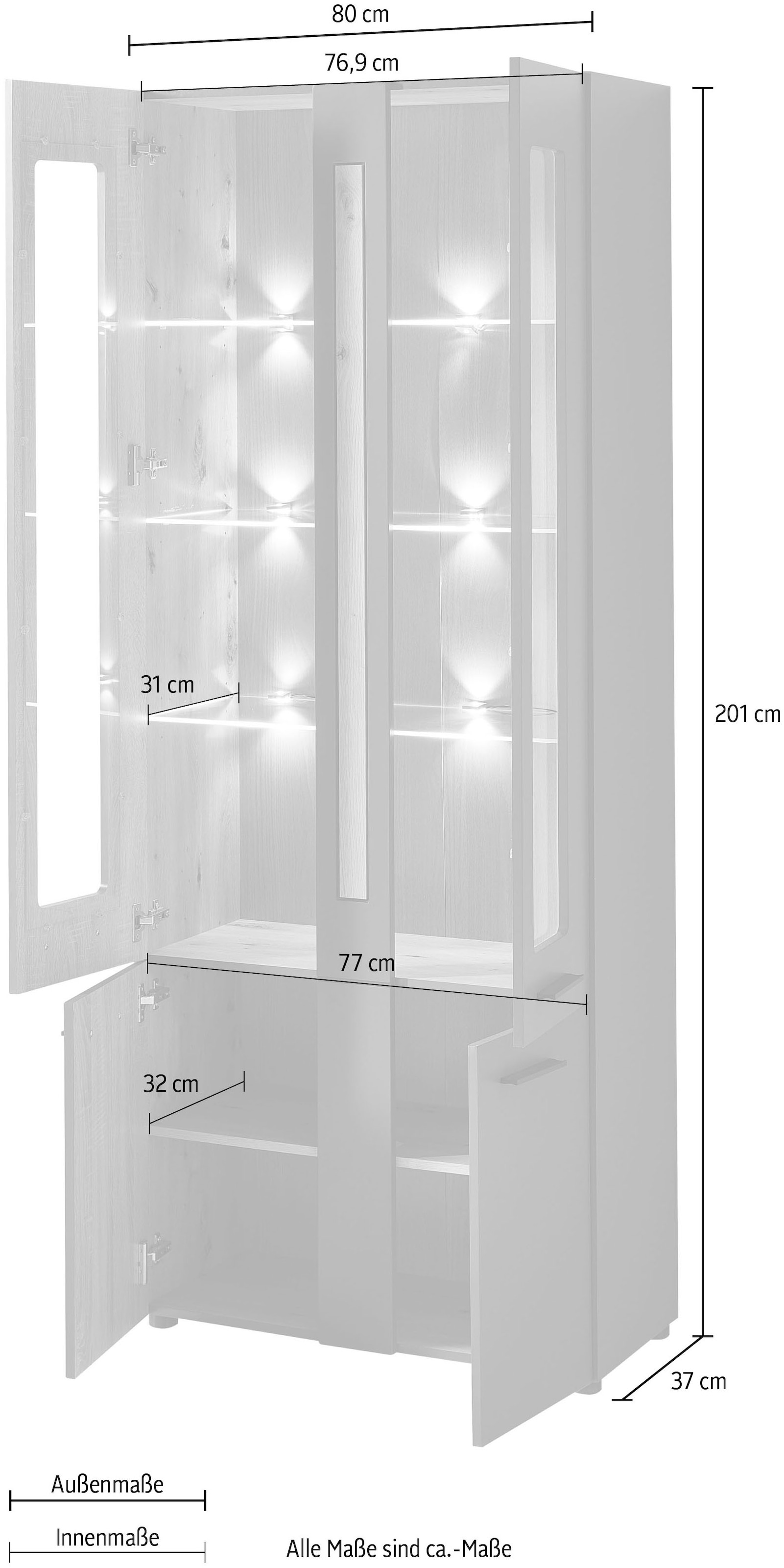 Innostyle Standvitrine inkl. Online mit Two«, OTTO Shop »Loft Beleuchtung Soft-Close-Funktion