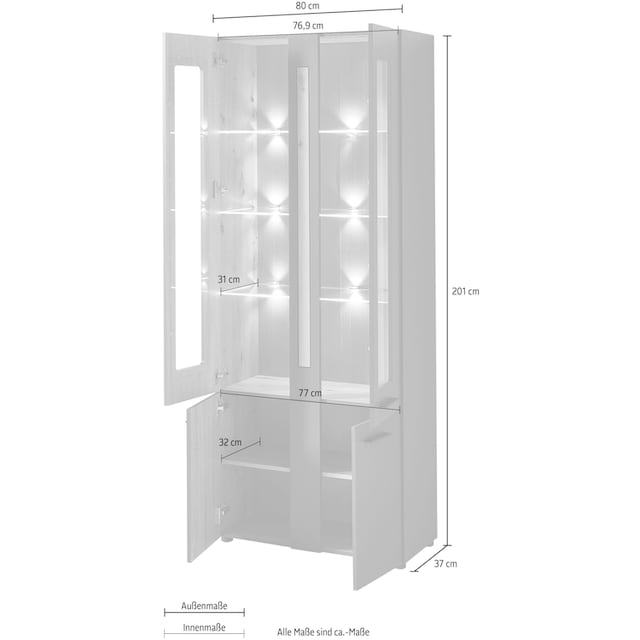 Innostyle Standvitrine »Loft Two«, mit Soft-Close-Funktion, inkl.  Beleuchtung OTTO Online Shop