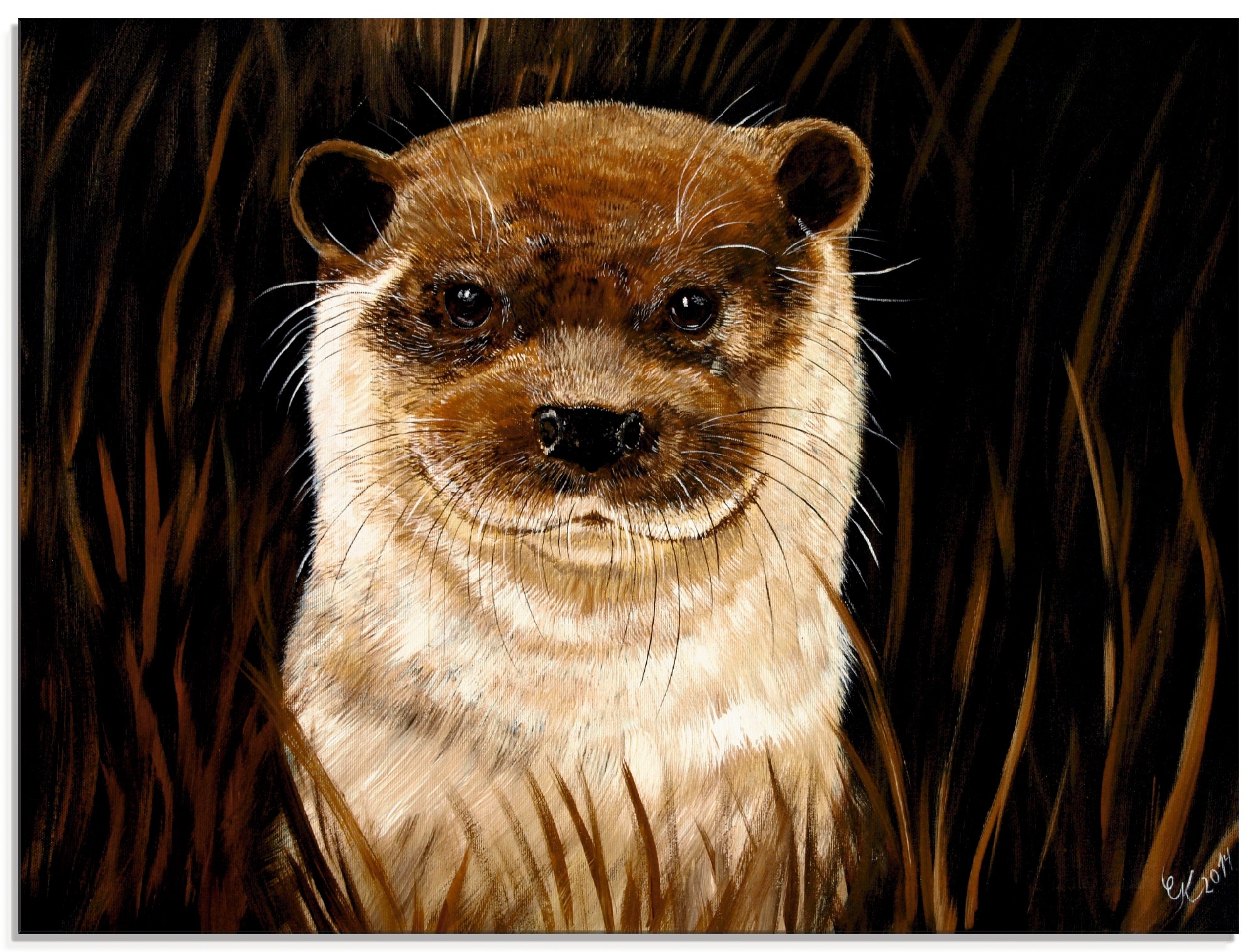 Artland Glasbild »Otter im Gras«, Wildtiere, (1 St.)