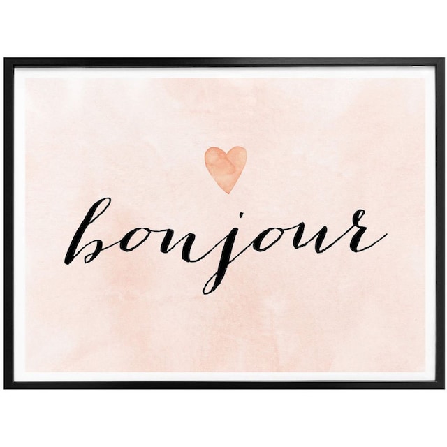 Wall-Art Poster »Bonjour«, Schriftzug, (1 St.), Poster, Wandbild, Bild,  Wandposter im OTTO Online Shop