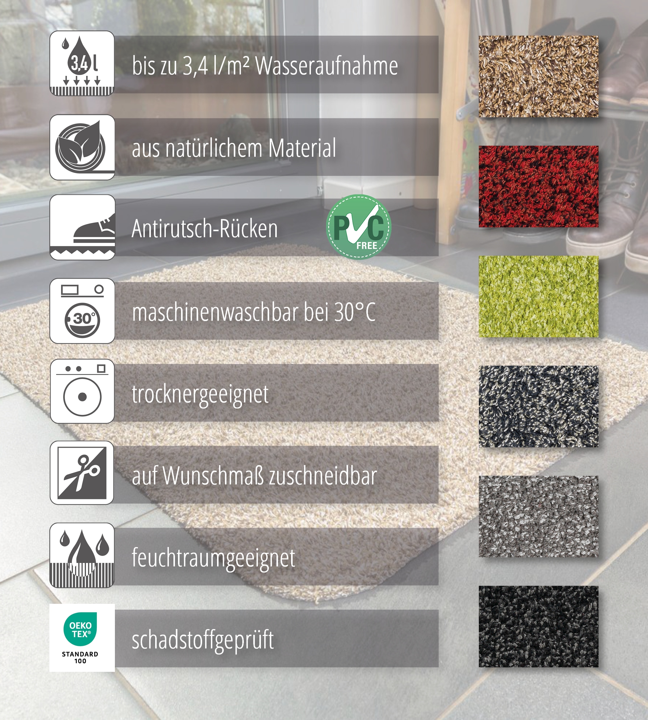 ASTRA Fußmatte »Saugstark 601« rechteckig 9 mm Höhe Schmutzfangmatte, In -und Outdoor geeignet