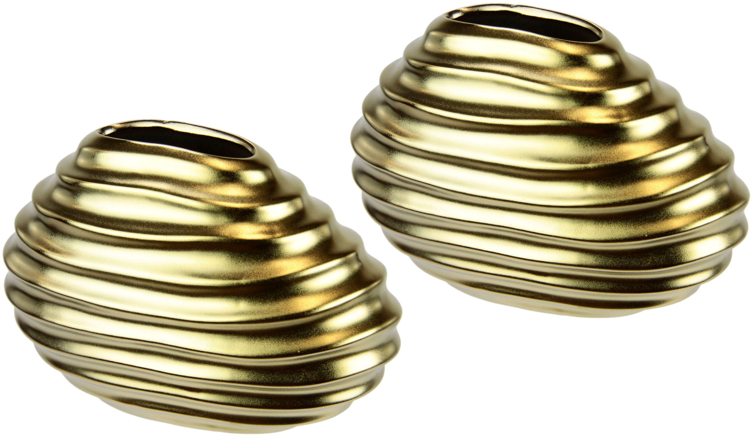 I.GE.A. Dekovase »Keramik-Vase«, 2er Set Kleine Vase Weiß Modern Keramik Tisch Küche Büro Pampasgras