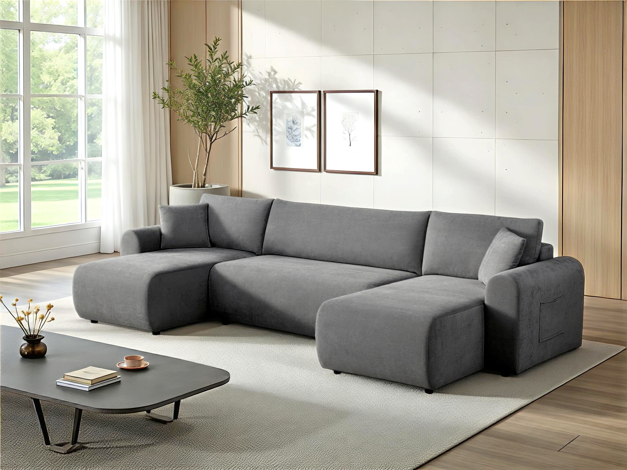 OTTO home Wohnlandschaft »JONAA Feinstruktur, U-Form, 311 cm. -OTTO. Verlässliche Qualität« Tonnentaschen-Federkern, Bettkasten, Schlafsofa (133/270)