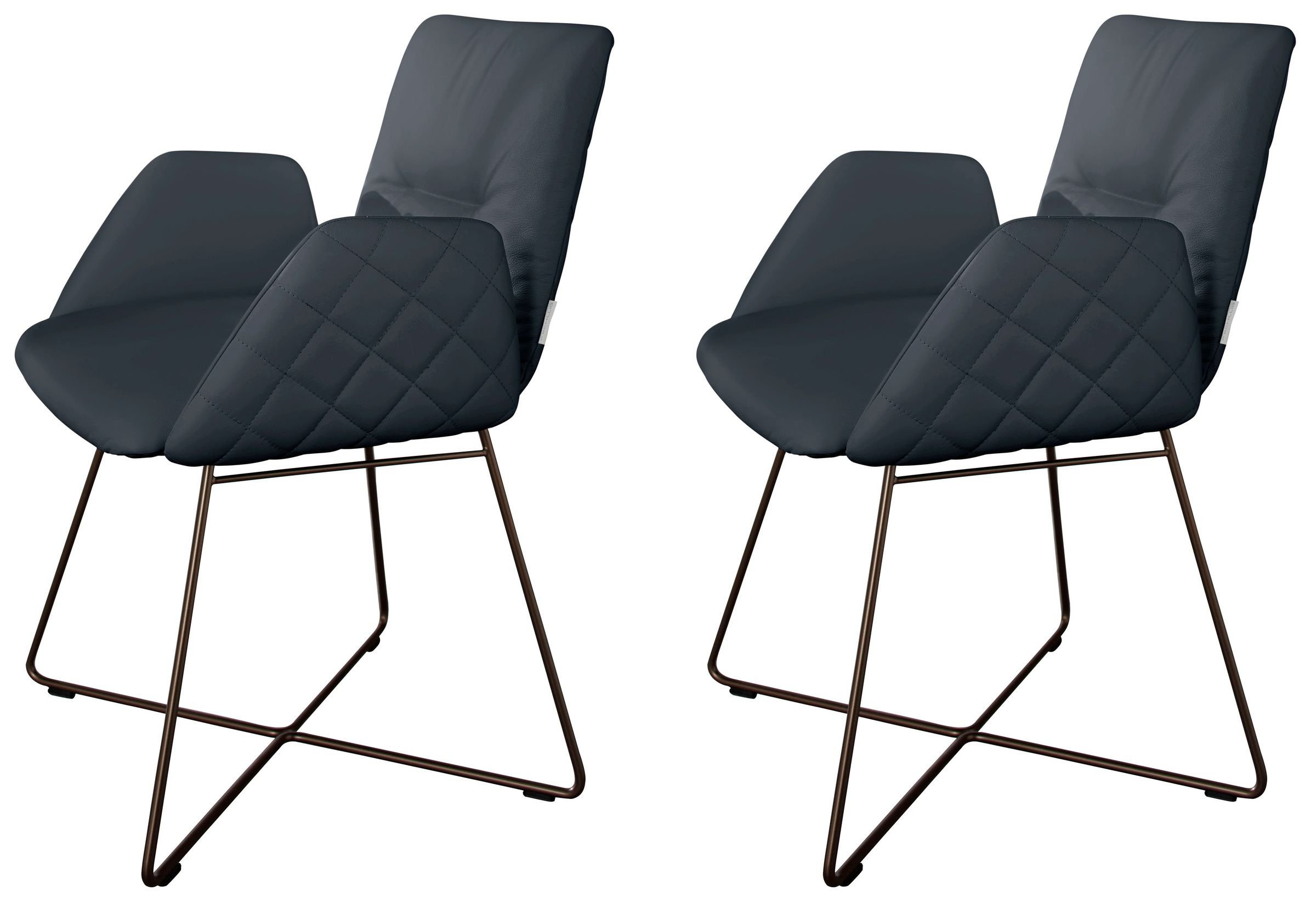W.SCHILLIG Armlehnstuhl »lotta«, (Set), 2 St., Longlife Xtra-Leder Z73, 2er- oder 4er-Set, mit Rücken- & Seitenteilsteppung, Drahtrohrgestell in Schwarz pulverbeschichtet