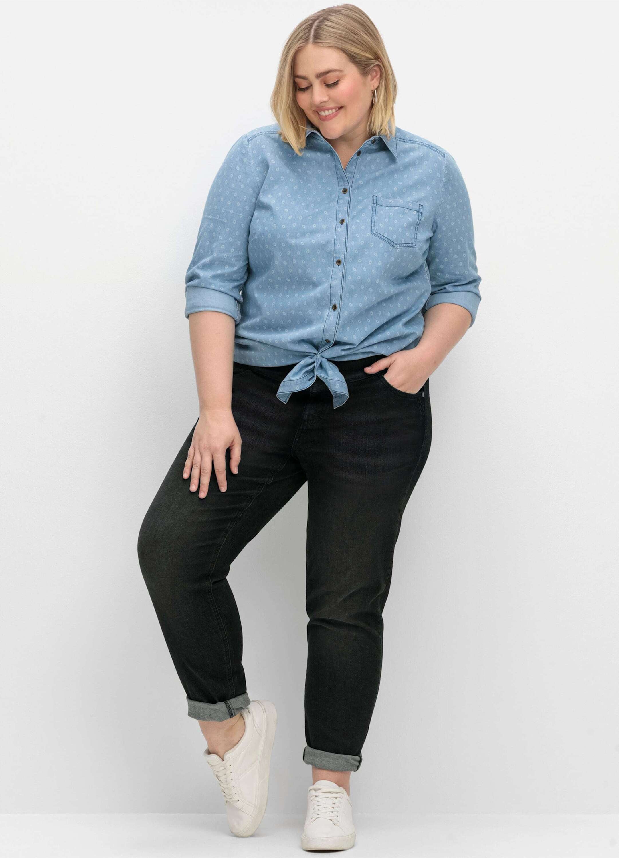 Sheego Bequeme Jeans »Stretch-Jeans High-waist-Jeans in schmaler Form« mit breitem High-Waist-Bund