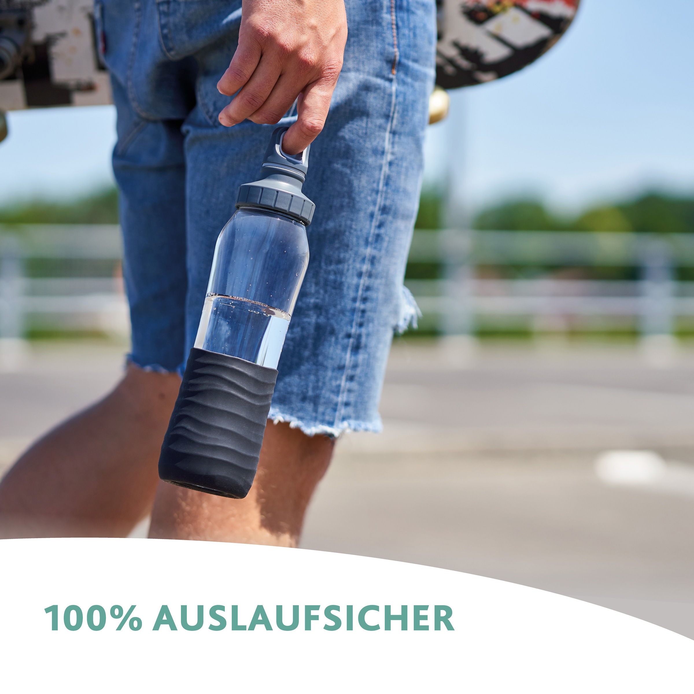 Emsa Trinkflasche »Drink2Go«, 0,7L, Glas, Schraubverschluss, spülmaschinenfest, Griff(Soft-Touch)