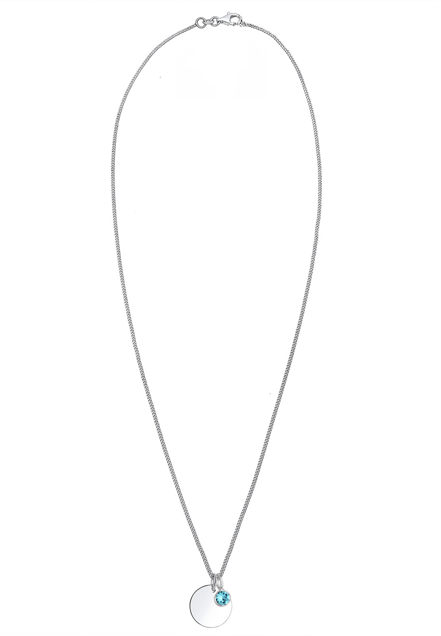 Elli Silberkette »Halskette Plättchen mit Geburtstein Kristalle 925 Sterling silber«