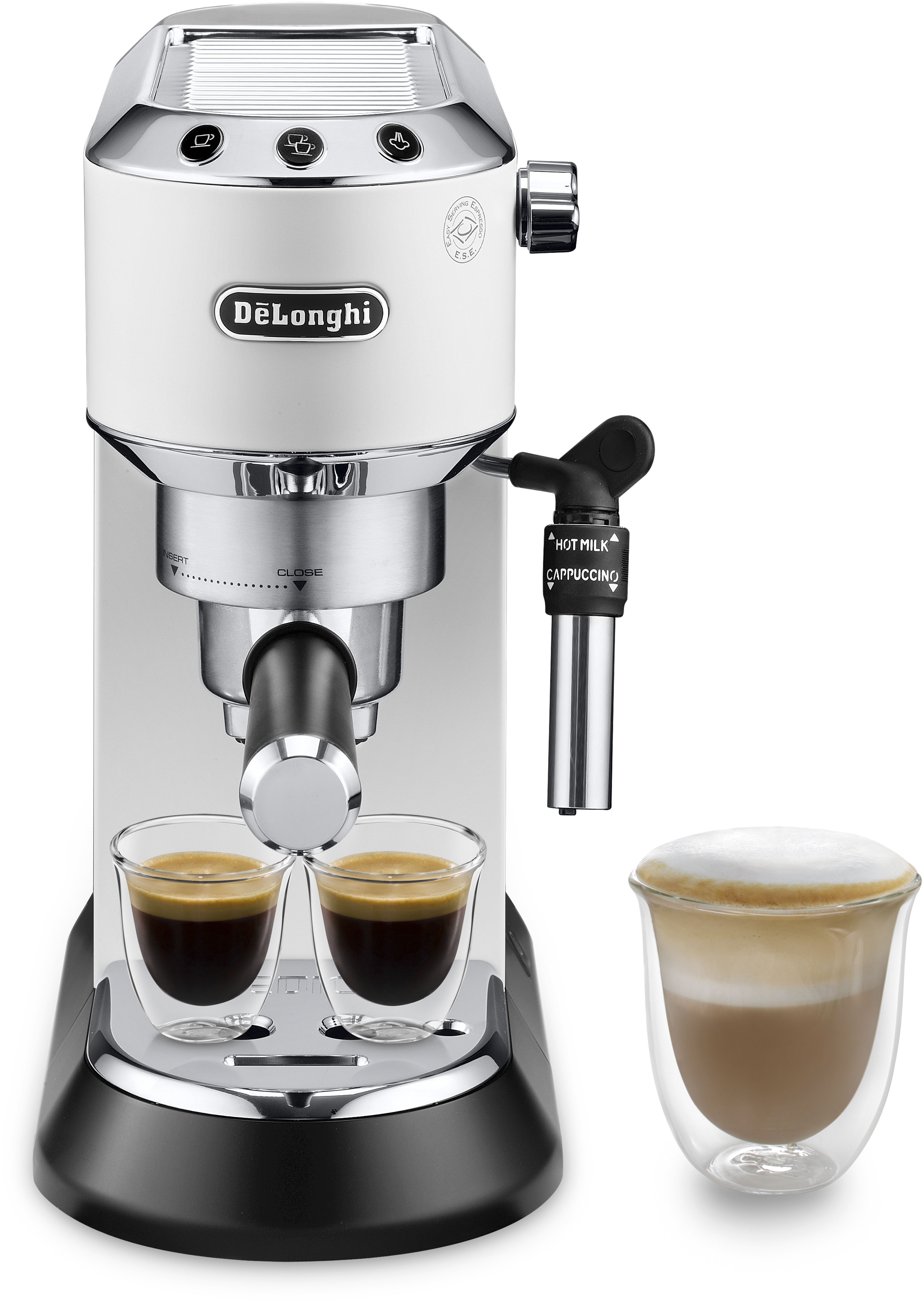 De'longhi Espressomaschine »Dedica Style EC 685.B« Nur 15 cm breit, für E.S.E Pads geeignet, 1L, inkl. Milchschaumdüse in weiß