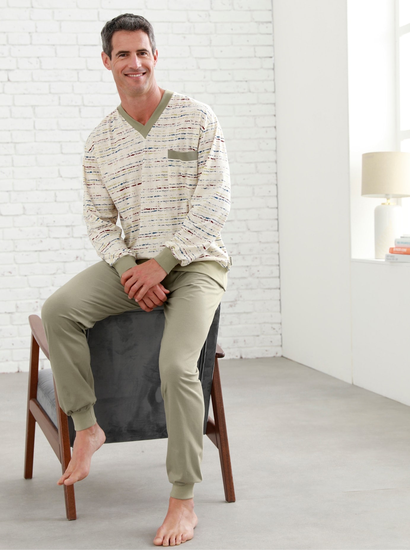 Götting Herren Schlafanzug in grün, Größe 60