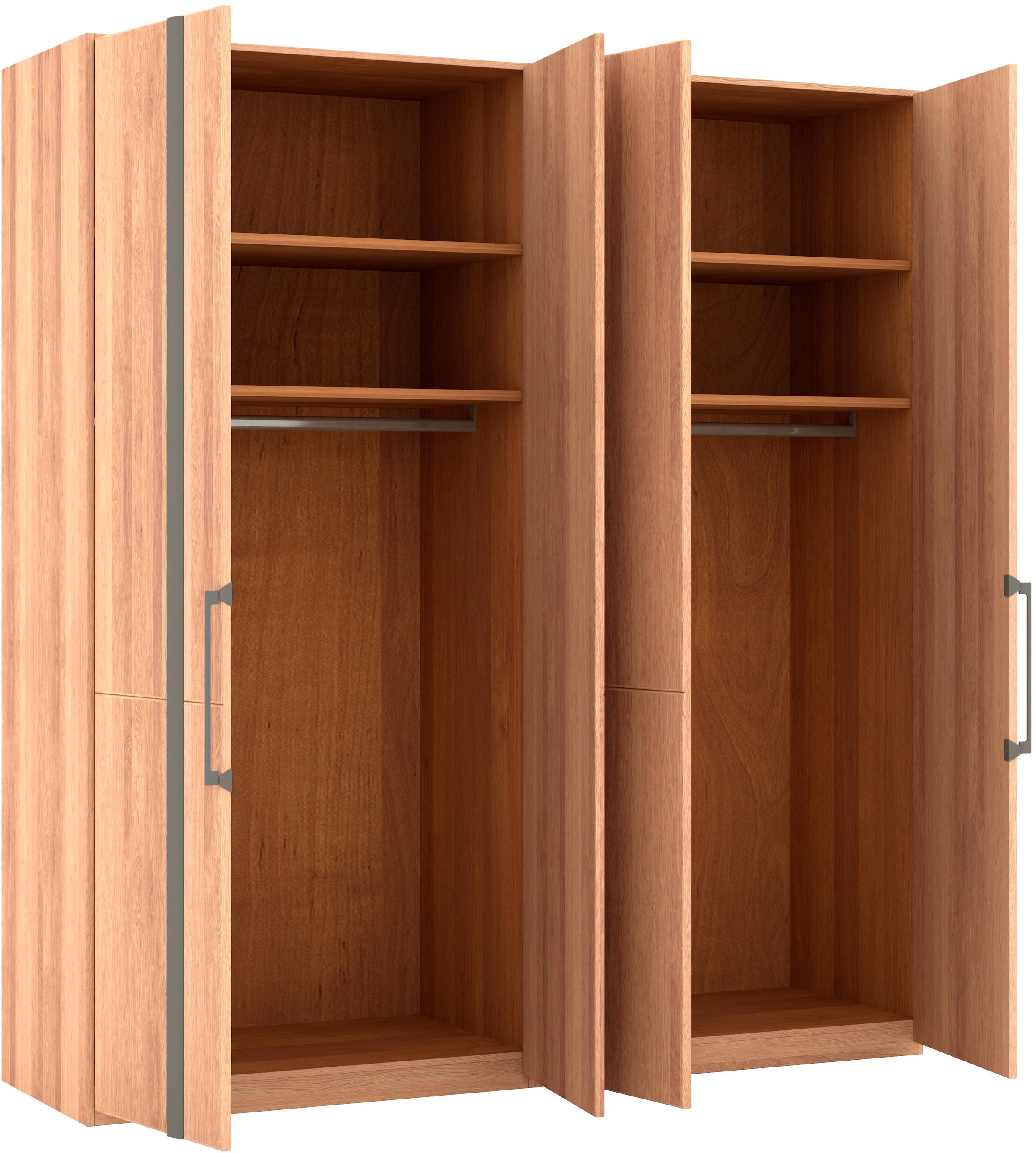 Musterring Drehtürenschrank »Sorrent, Kleiderschrank, teilmassiv Eiche«, (mit Türdämpfern, in 5 Breiten & 2 Höhen, extra Böden, MADE IN GERMANY), Türen in Eiche massiv mit Absetzung in Schiefer, verschiedene Maße