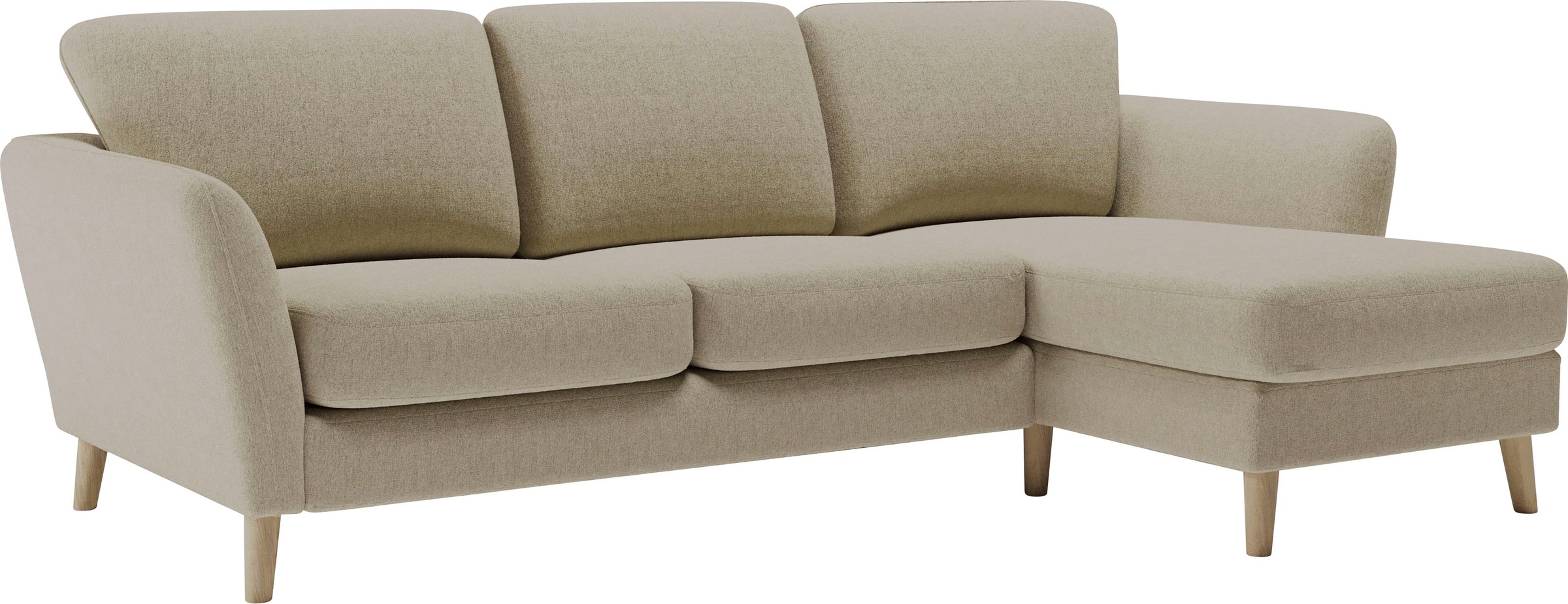 Home affaire Ecksofa »MARSEILLE (242/152cm),L-Form, Rec. rechts/links«, Massivholzbeine Eiche, Landhausstil, Wellenunterfederung